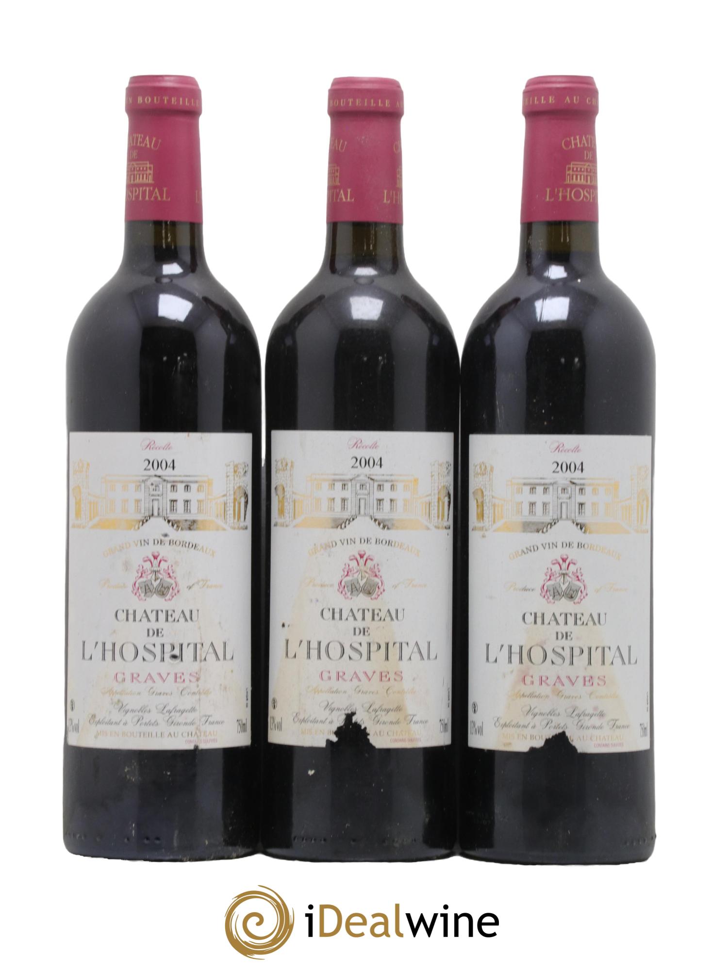 Graves Chateau de l Hospital 2004 - Lot de 3 bouteilles - 0