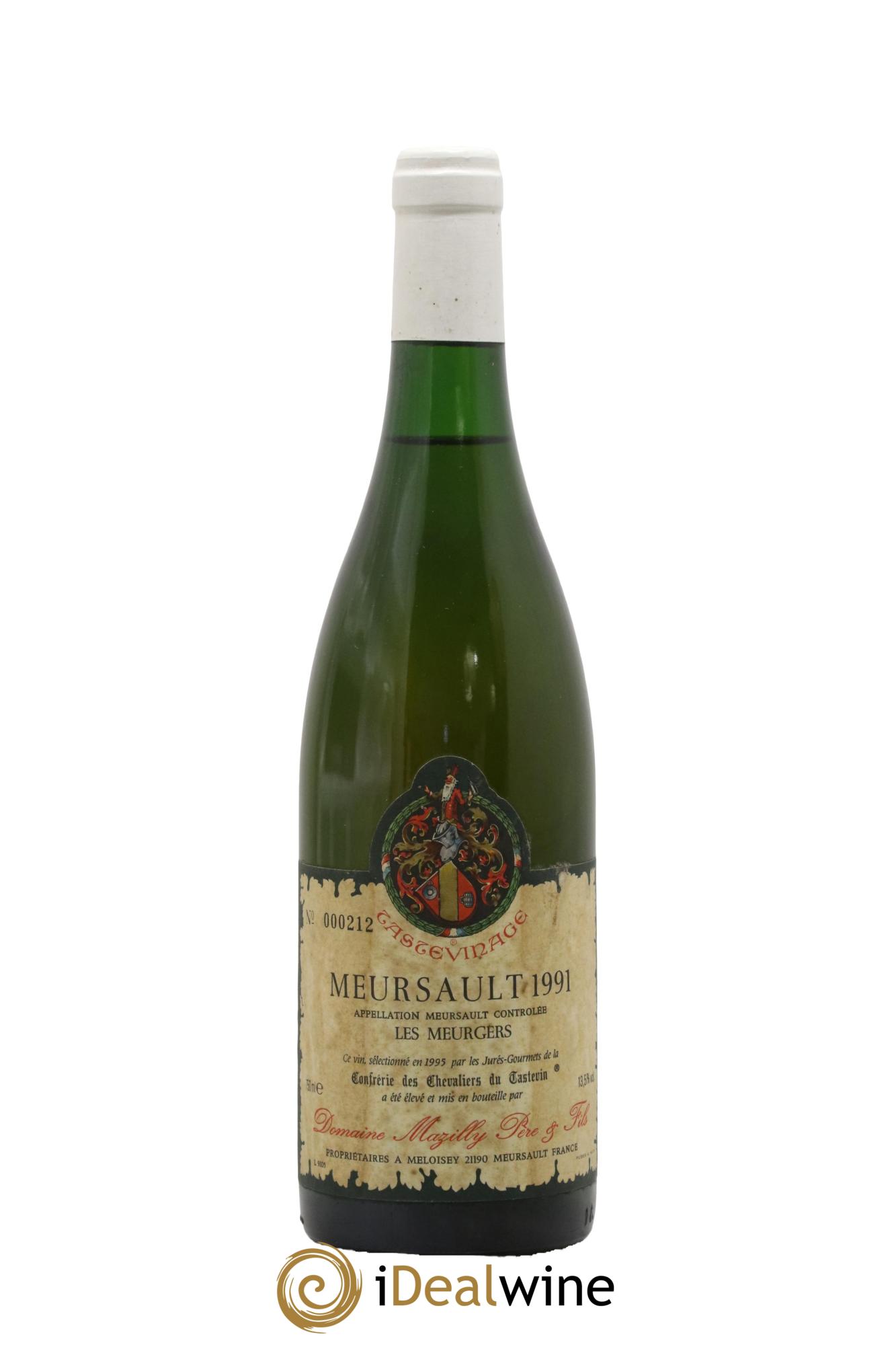 Meursault Les Meurgers Tastevinage Domaine Mazilly 1991 - Lot de 1 bouteille - 0