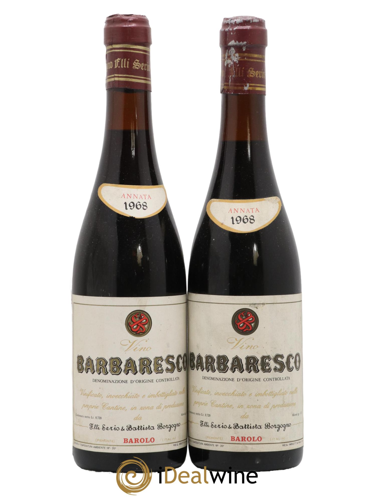 Barbaresco DOCG Fratelli Serio Battista Borgogno 1968 - Lot de 2 bouteilles - 0