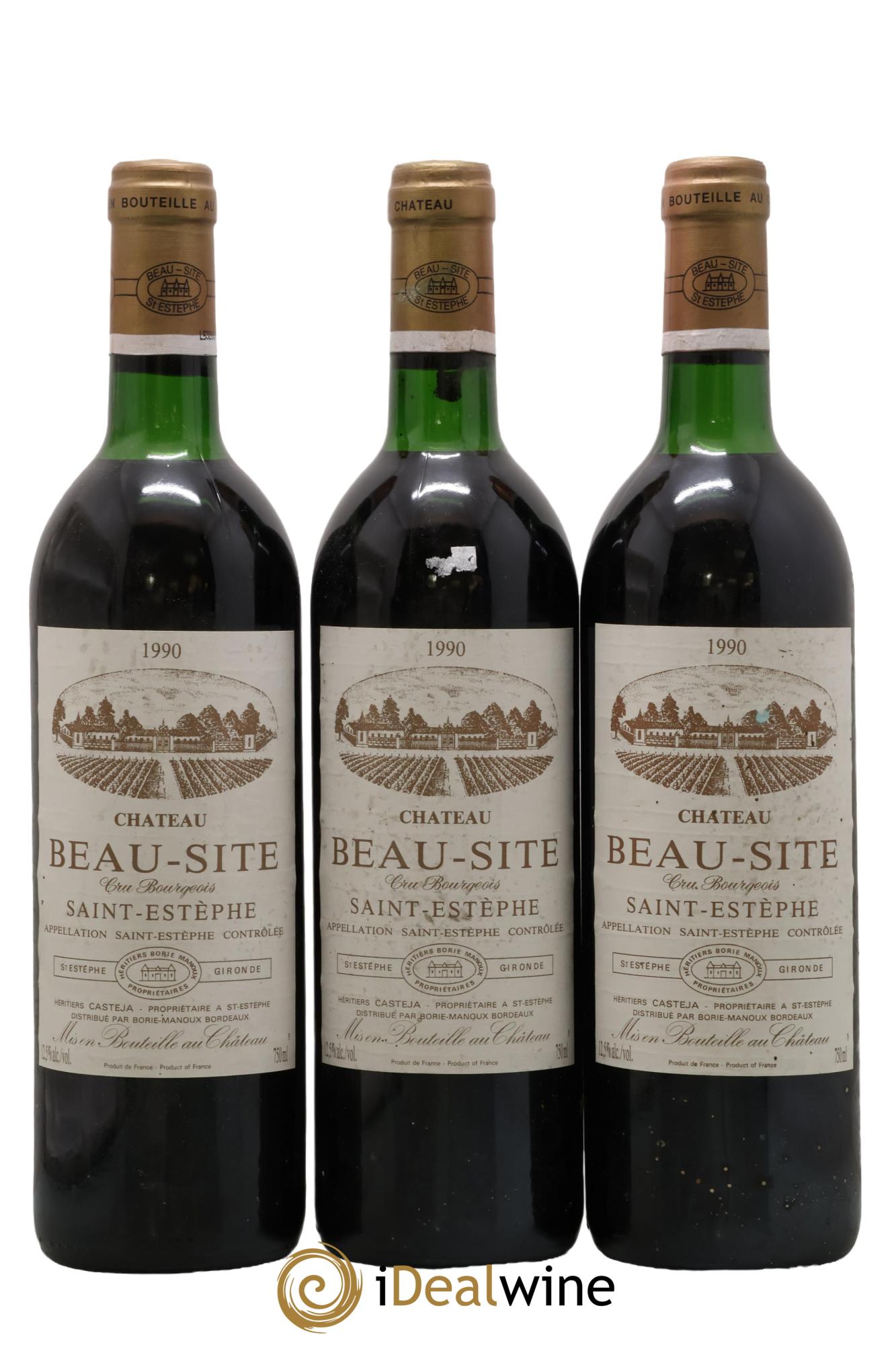 Château Beau Site Cru Bourgeois 1990 - Lot de 3 bouteilles - 0