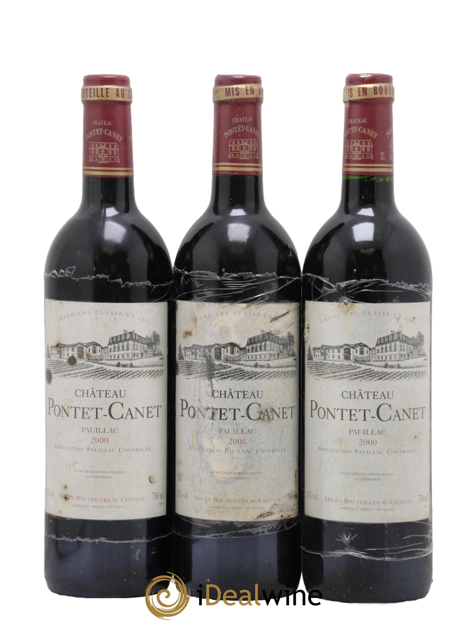 Château Pontet Canet 5ème Grand Cru Classé 2000 - Lotto di 3 bottiglie - 0