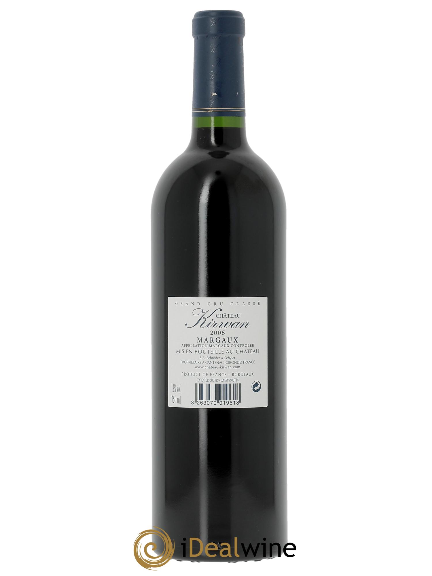 Château Kirwan 3ème Grand Cru Classé (Cassetta in legno a partire da 6 bt) 2006 - Lotto di 1 bottiglia - 1