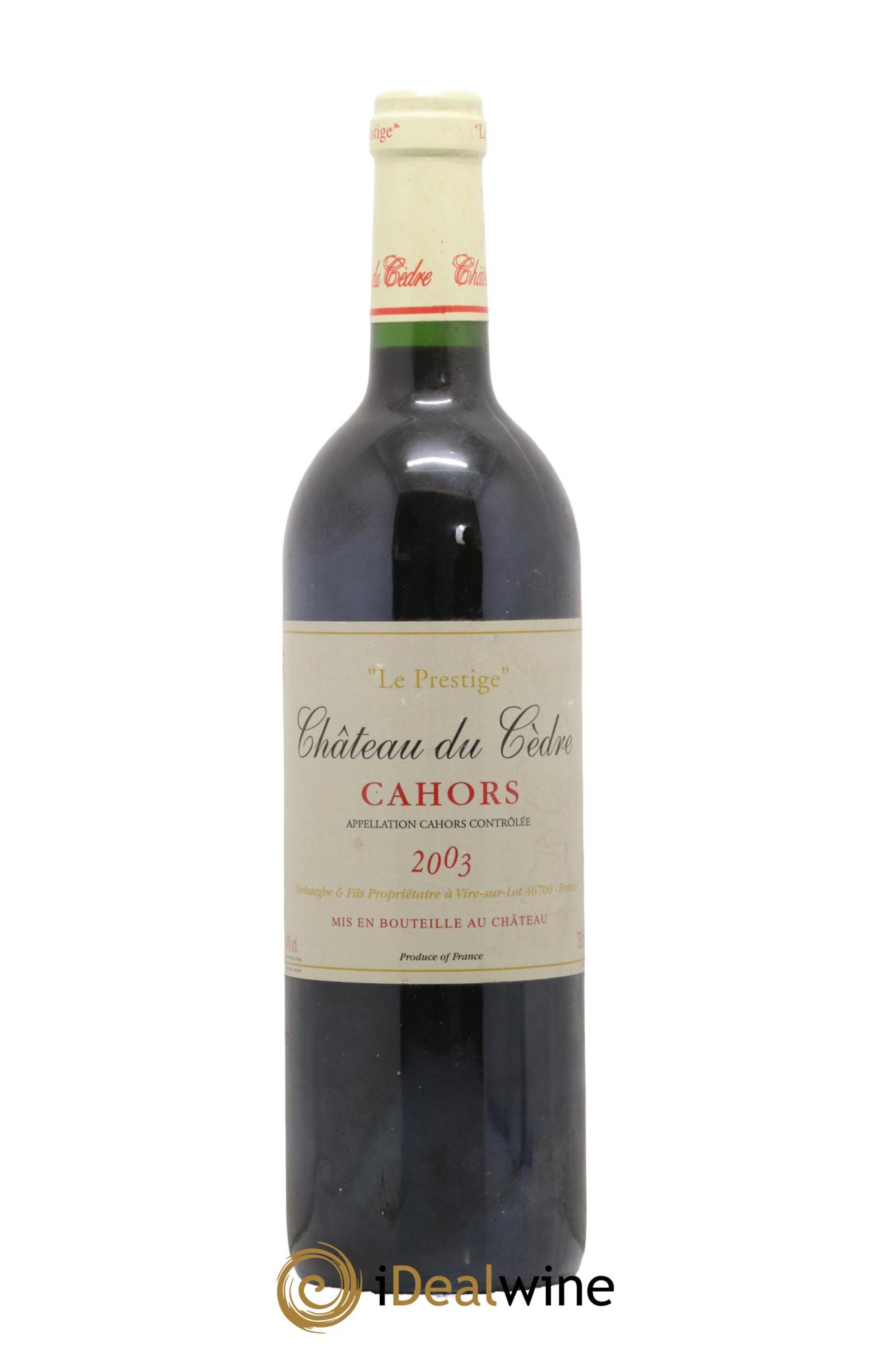 Cahors Le Prestige Chateau du Cedre 2003 - Lot de 1 bouteille - 0