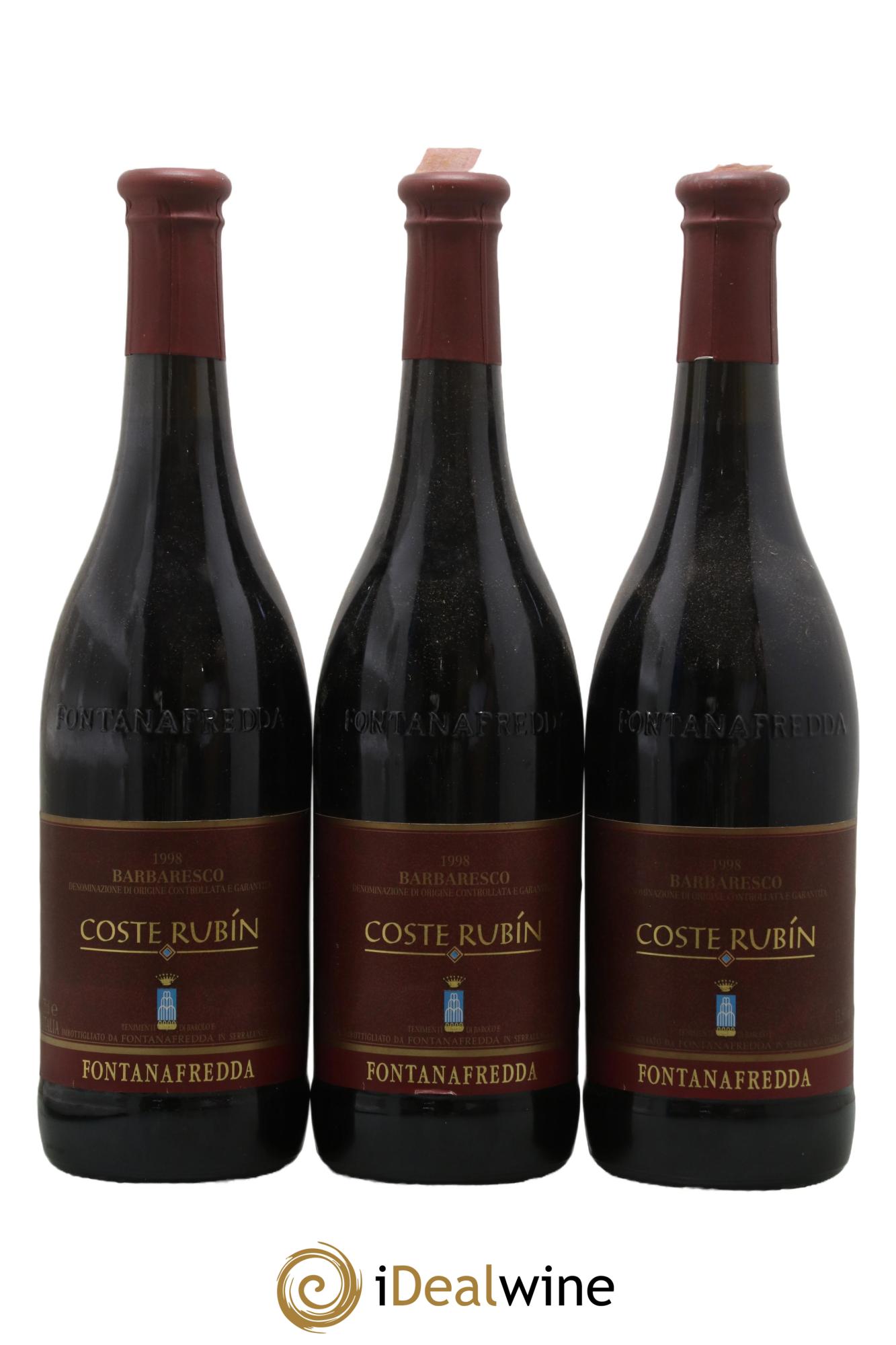 Barbaresco DOCG Coste Rubin Fontanafredda 1998 - Lot of 3 bottles - 0