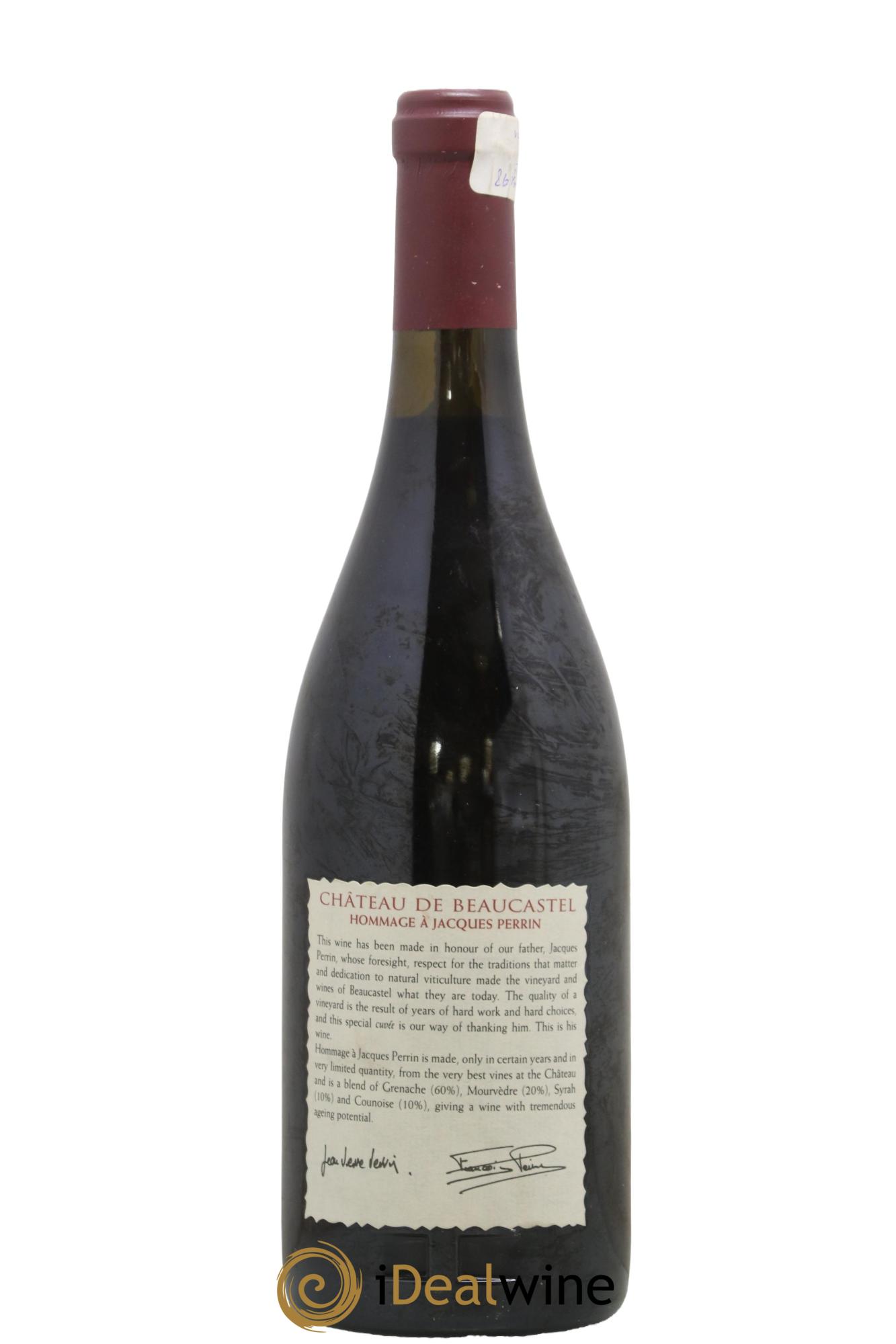 Châteauneuf-du-Pape Château de Beaucastel Hommage à Jacques Perrin Famille Perrin 1998 - Lot de 1 bouteille - 1