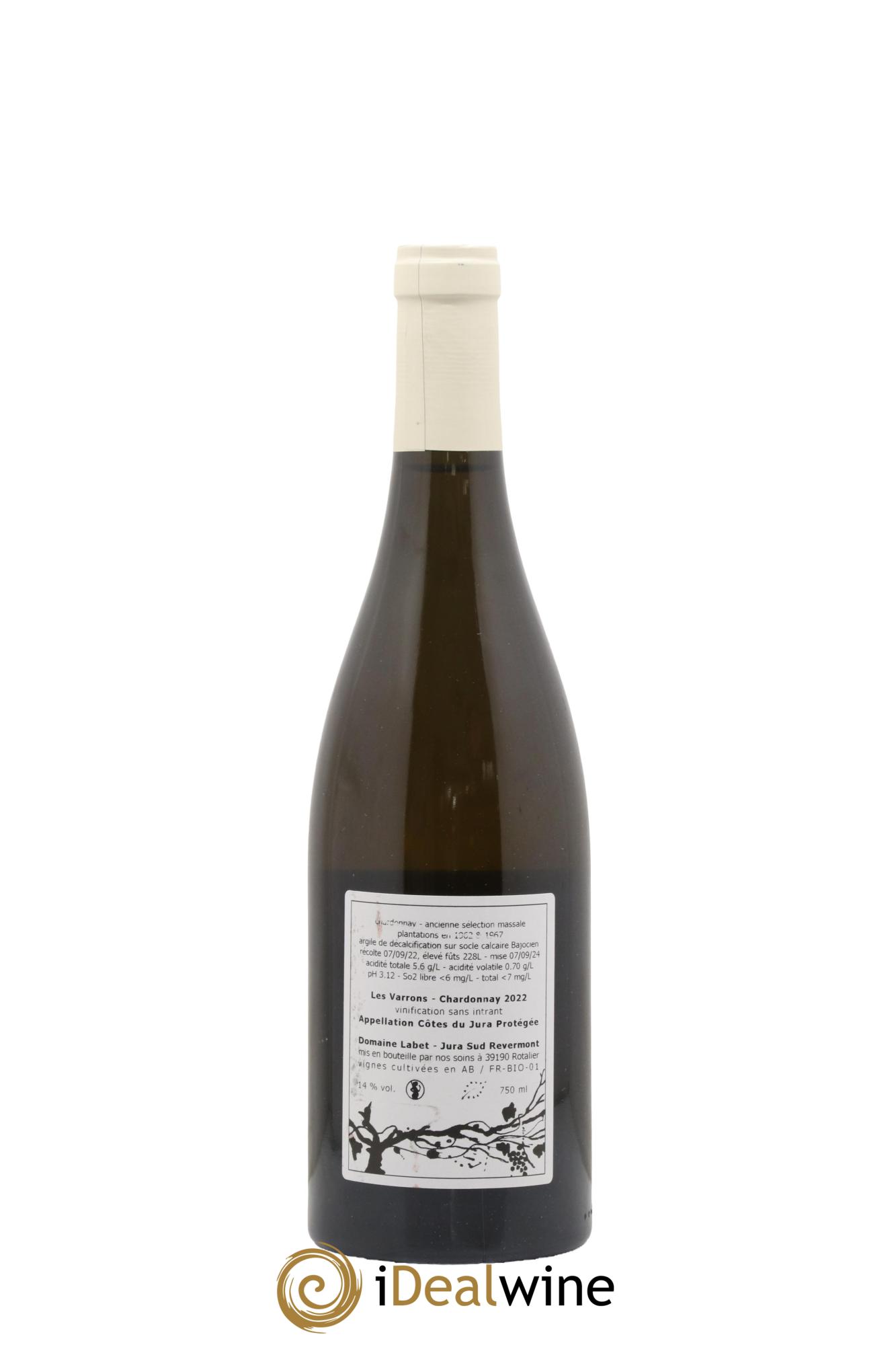 Côtes du Jura Chardonnay Les Varrons Romain - Julien - Charline Labet 2022 - Lot de 1 bouteille - 1