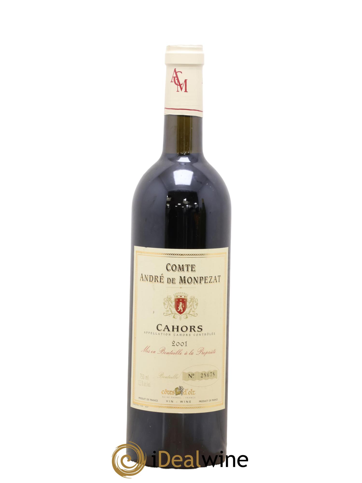 Cahors Comte André de Monpezat 2001 - Lot de 1 bouteille - 0