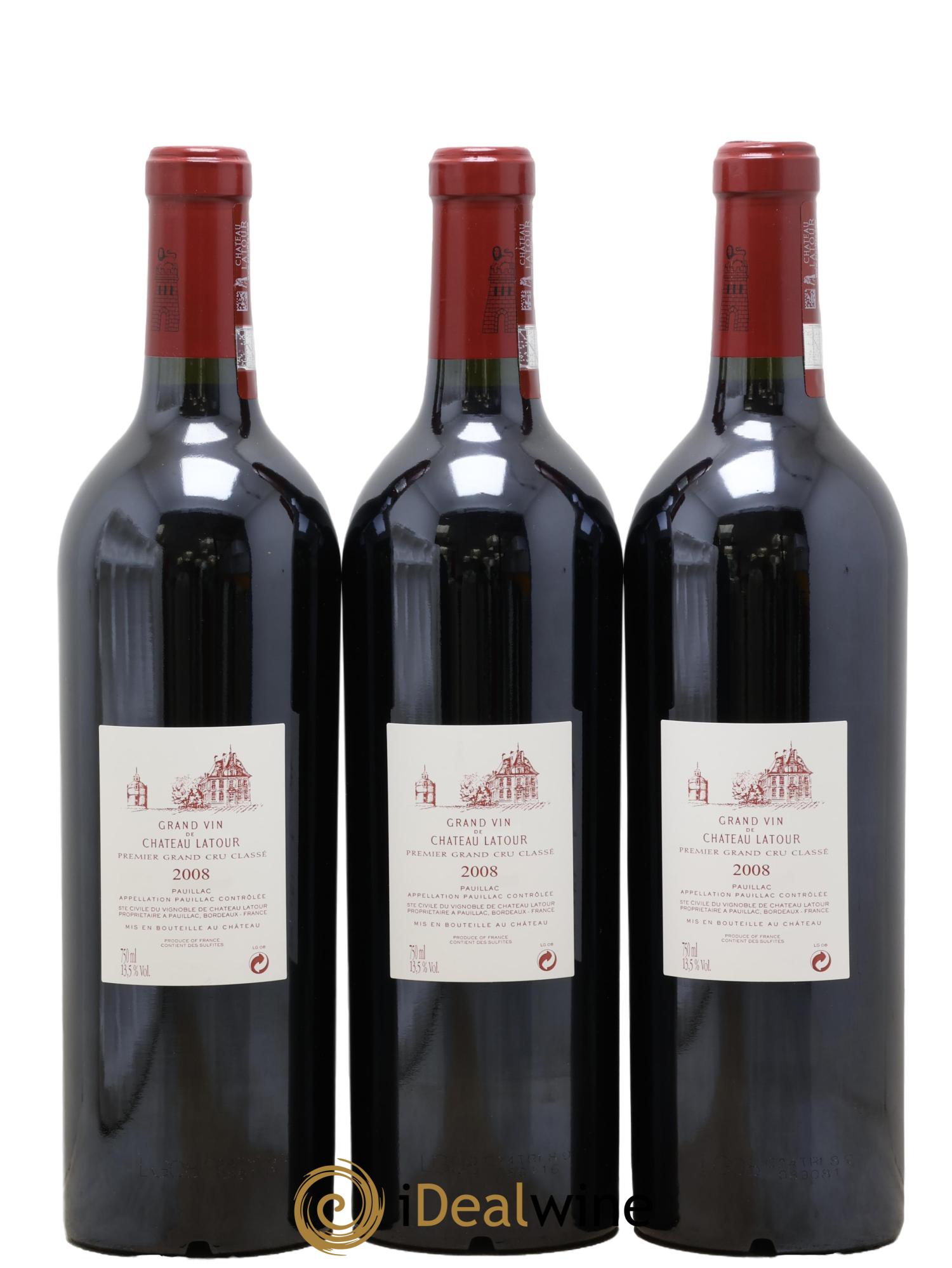 Château Latour 1er Grand Cru Classé 2008 - Lotto di 3 bottiglie - 1