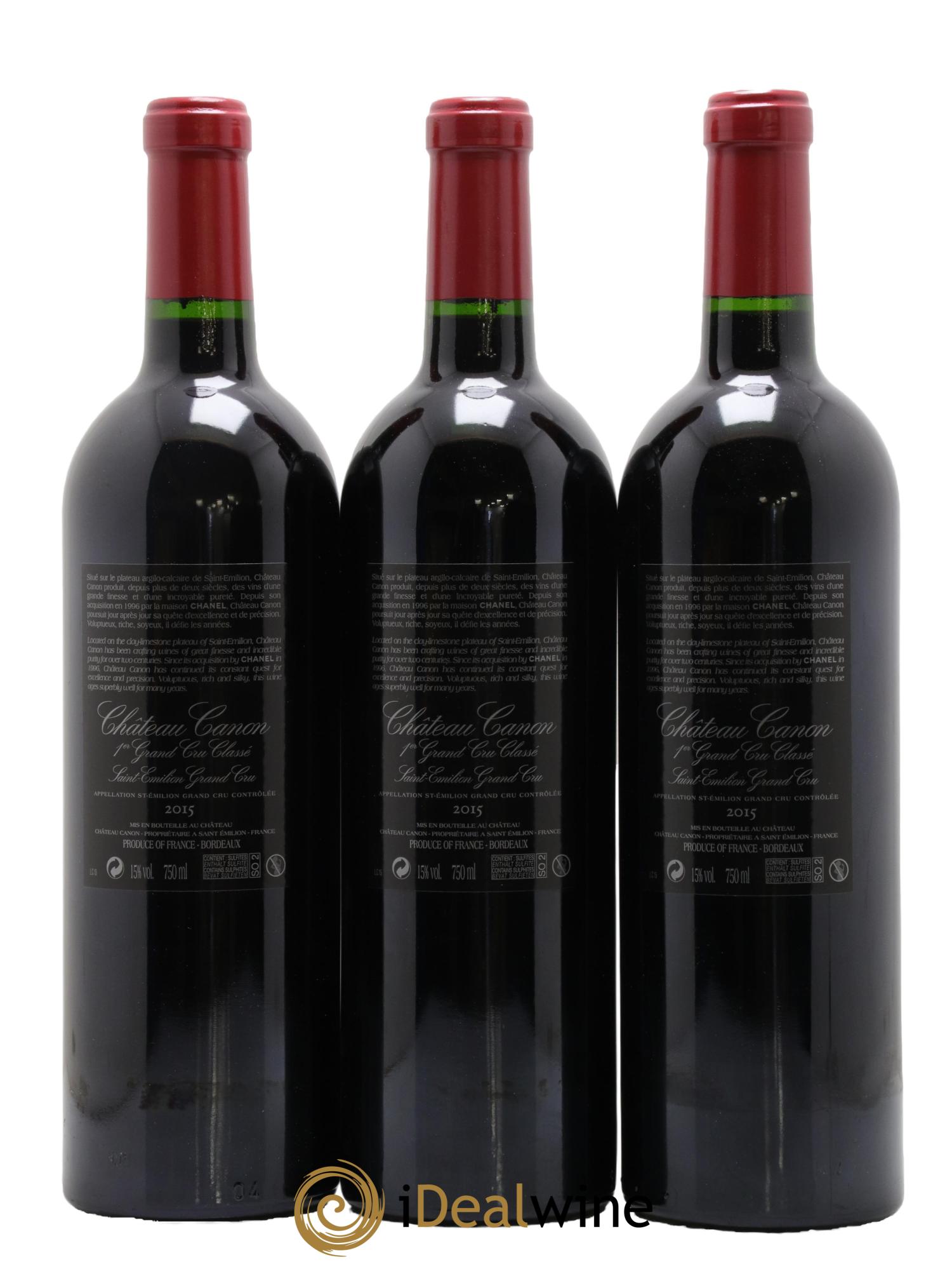 Château Canon 1er Grand Cru Classé B 2015 - Lot of 3 bottles - 1