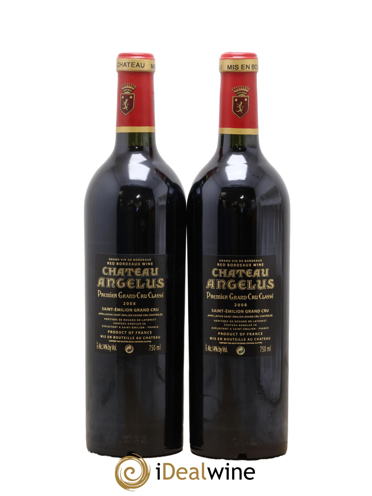 Château Angélus 1er Grand Cru Classé A 2008 - Lot of 2 bottles - 1