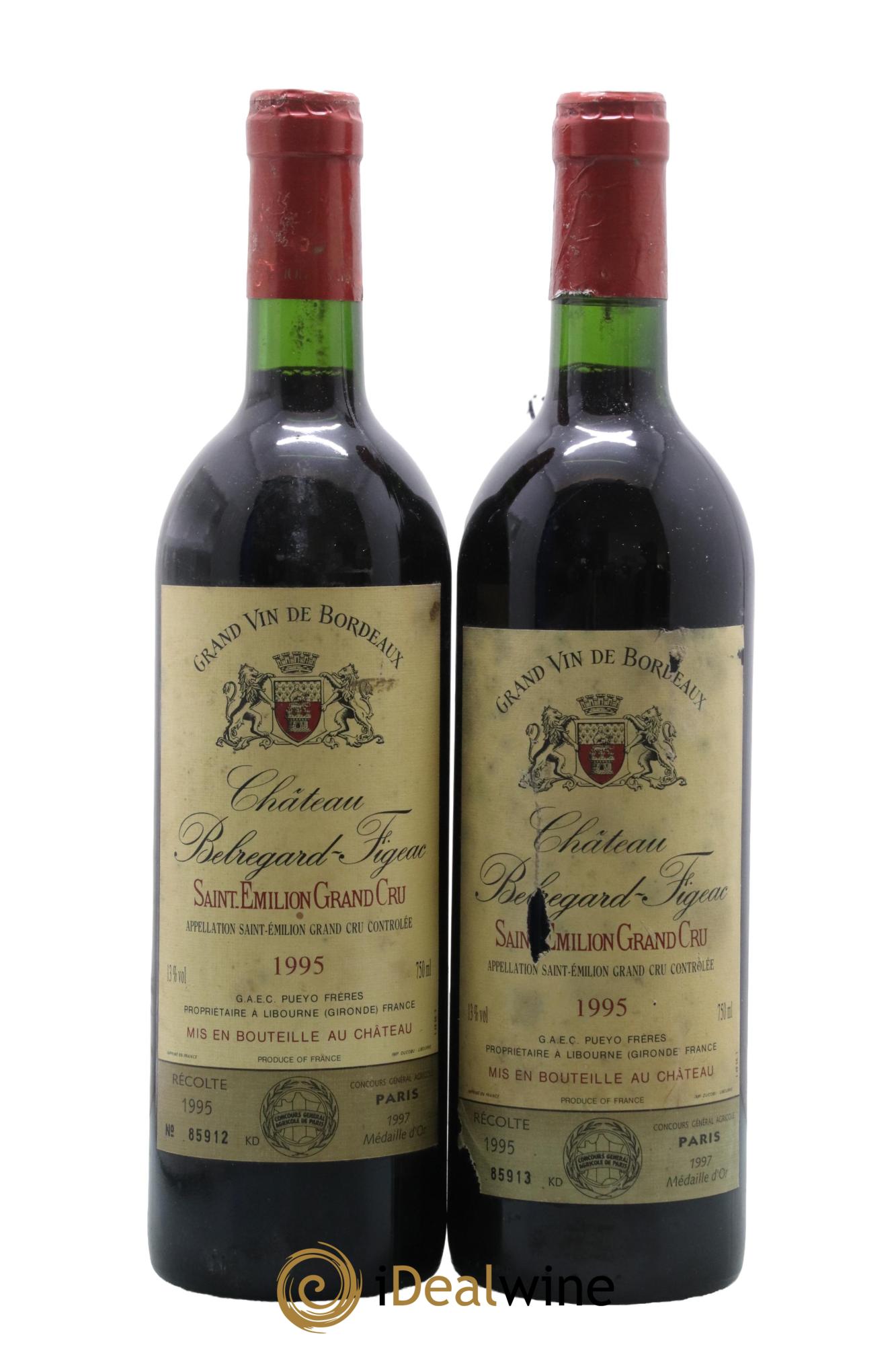 Saint-Émilion Grand Cru Château Belregard-Figeac 1995 - Lot de 2 bouteilles - 0