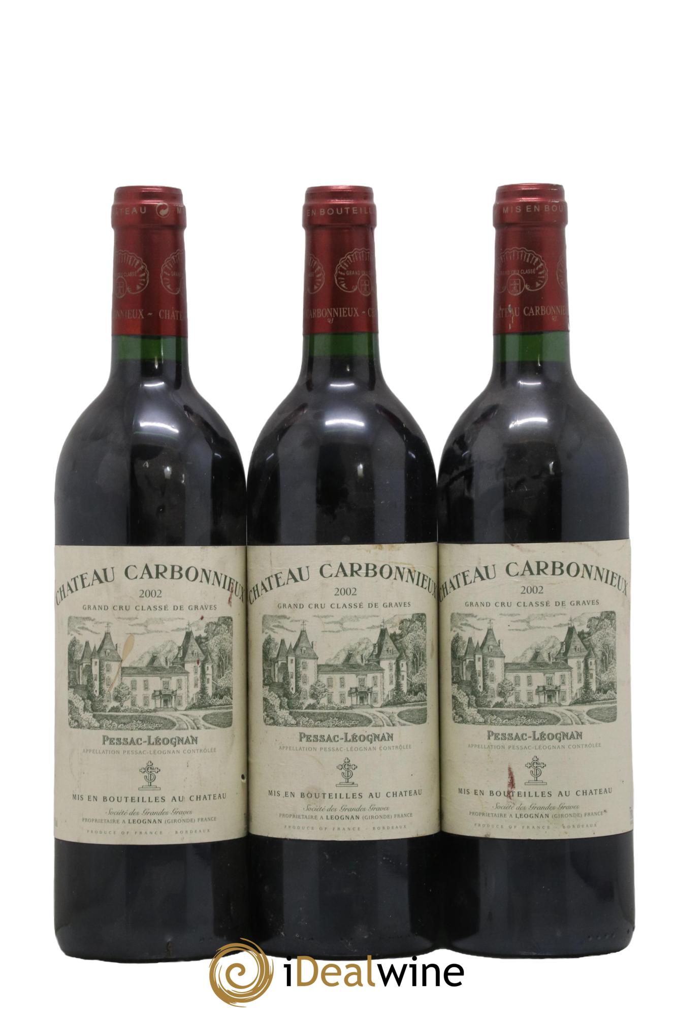 Château Carbonnieux Cru Classé de Graves 2002 - Lot de 3 bouteilles - 0