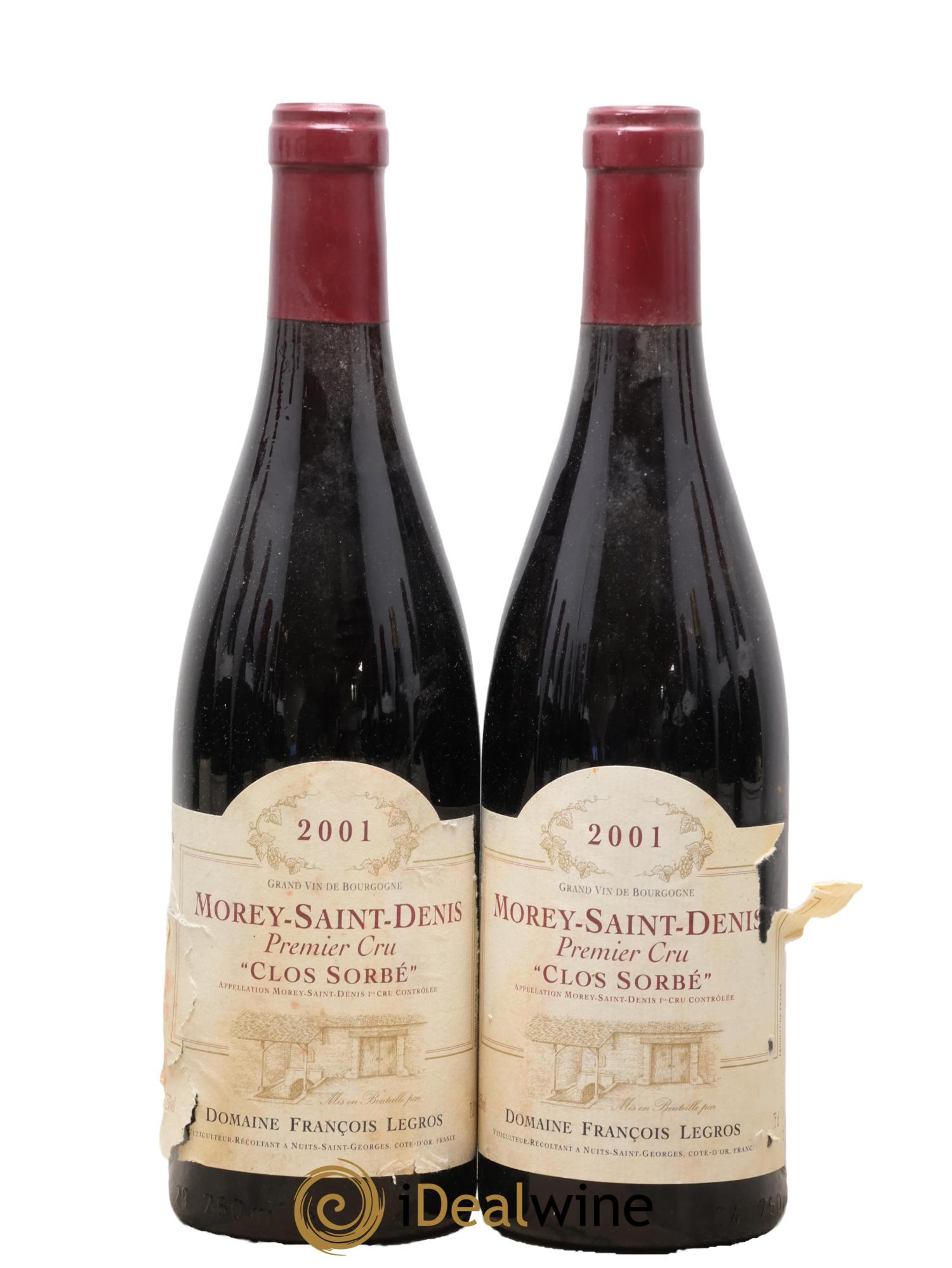 Morey Saint-Denis 1er Cru Clos Sorbé François Legros 2001 - Posten von 2 Flaschen - 0