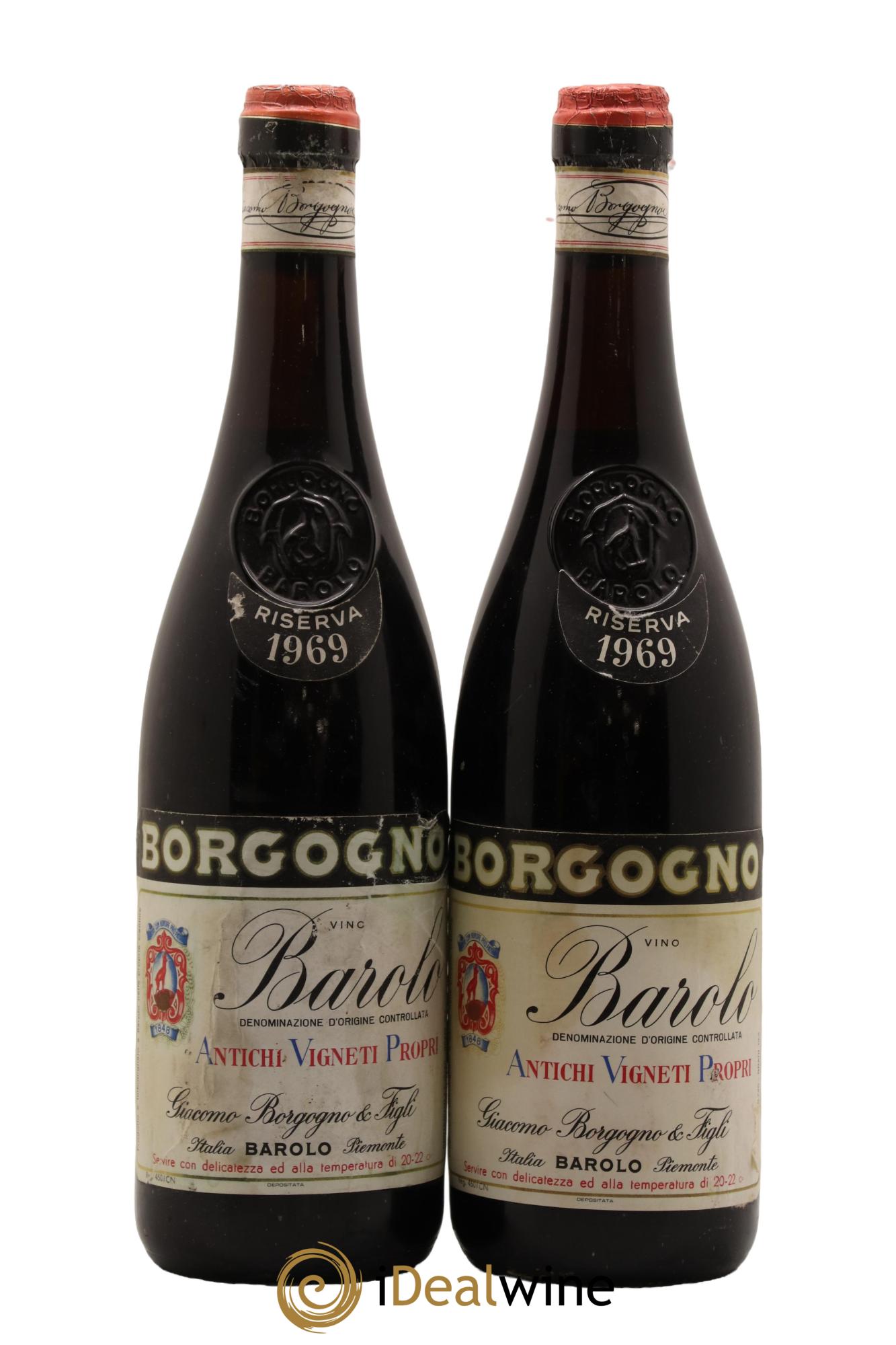 Barolo DOCG Riserva Giacomo Borgogno 1969 - Lot de 2 bouteilles - 0