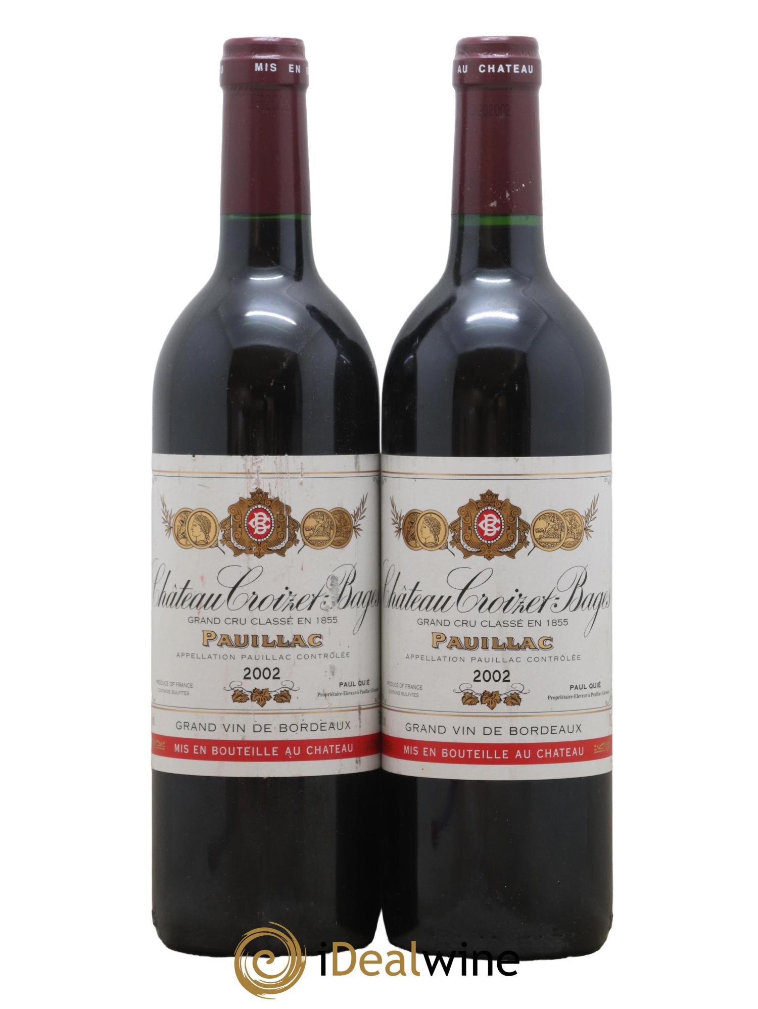 Château Croizet Bages 5ème Grand Cru Classé 2002 - Lot de 2 bouteilles - 0