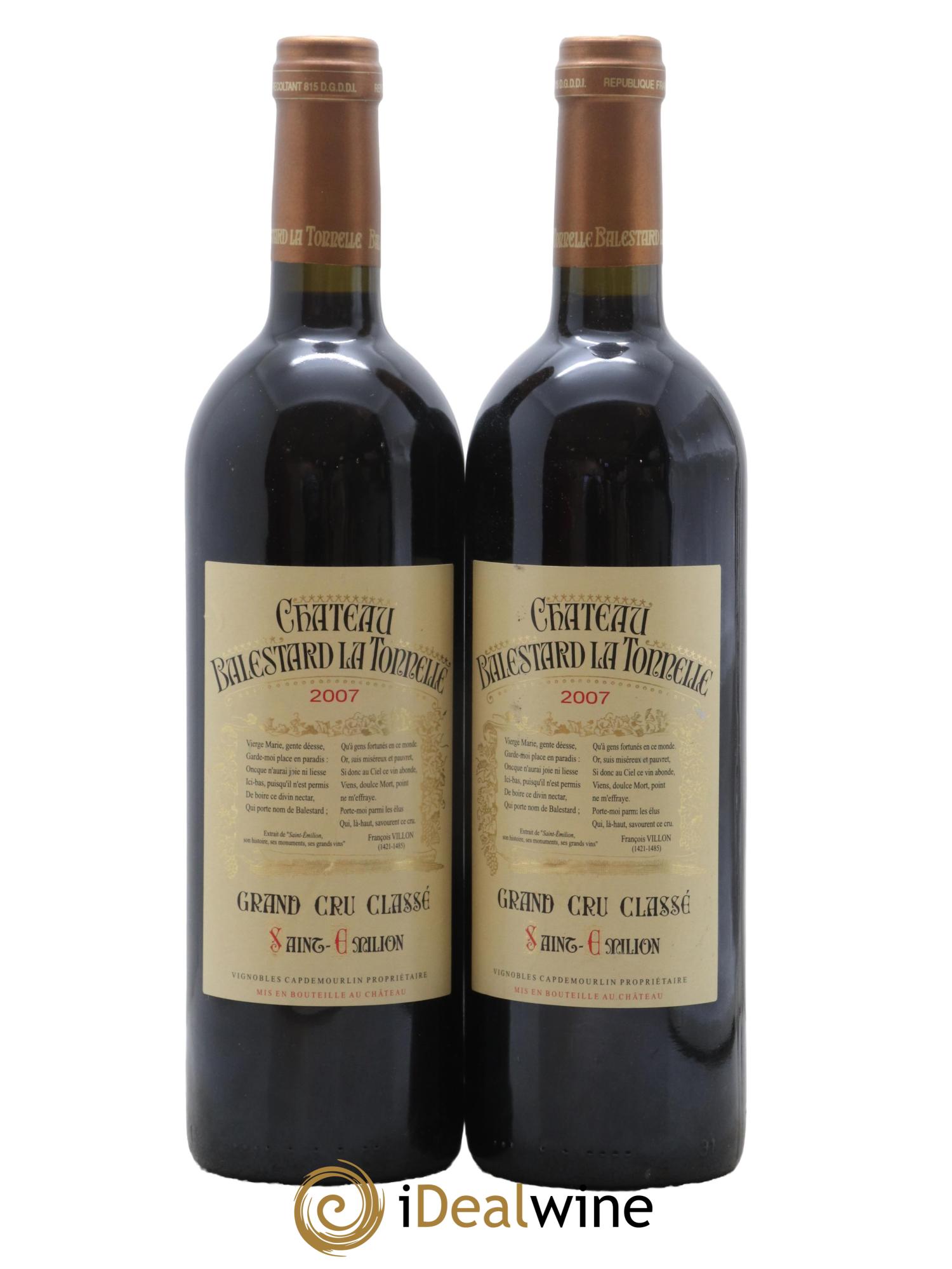Château Balestard la Tonnelle Grand Cru Classé 2007 - Lot de 2 bouteilles - 0