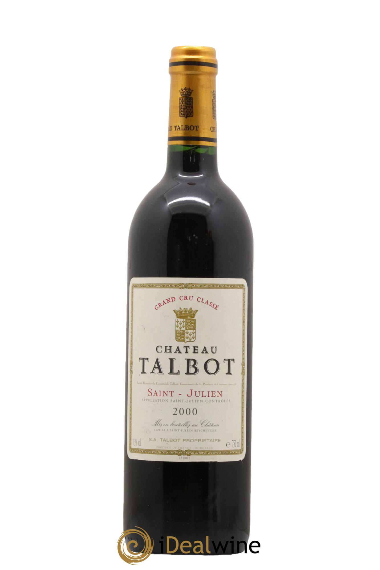 Château Talbot 4ème Grand Cru Classé 2000 - Lot de 1 bouteille - 0