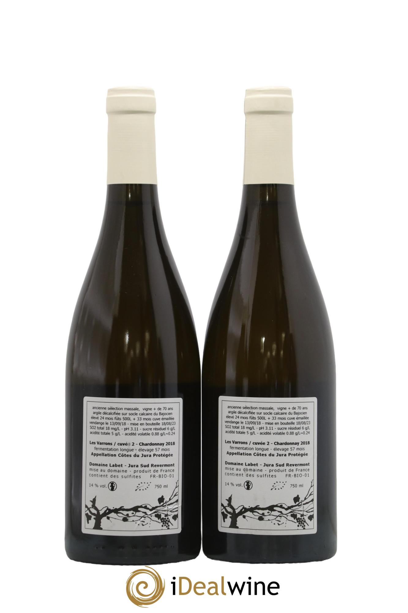 Côtes du Jura Les Varrons / Cuvée 2 - Elevage 57 mois Labet (Domaine) 2018 - Lot de 2 bouteilles - 1