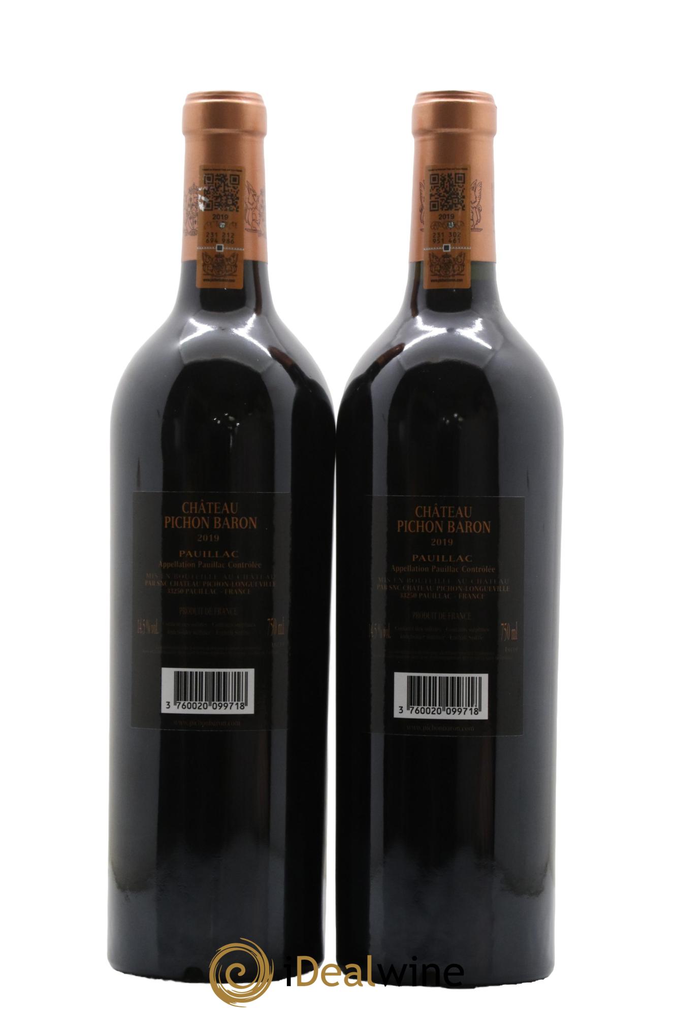 Pichon Longueville Baron 2ème Grand Cru Classé  2019 - Lotto di 2 bottiglie - 1