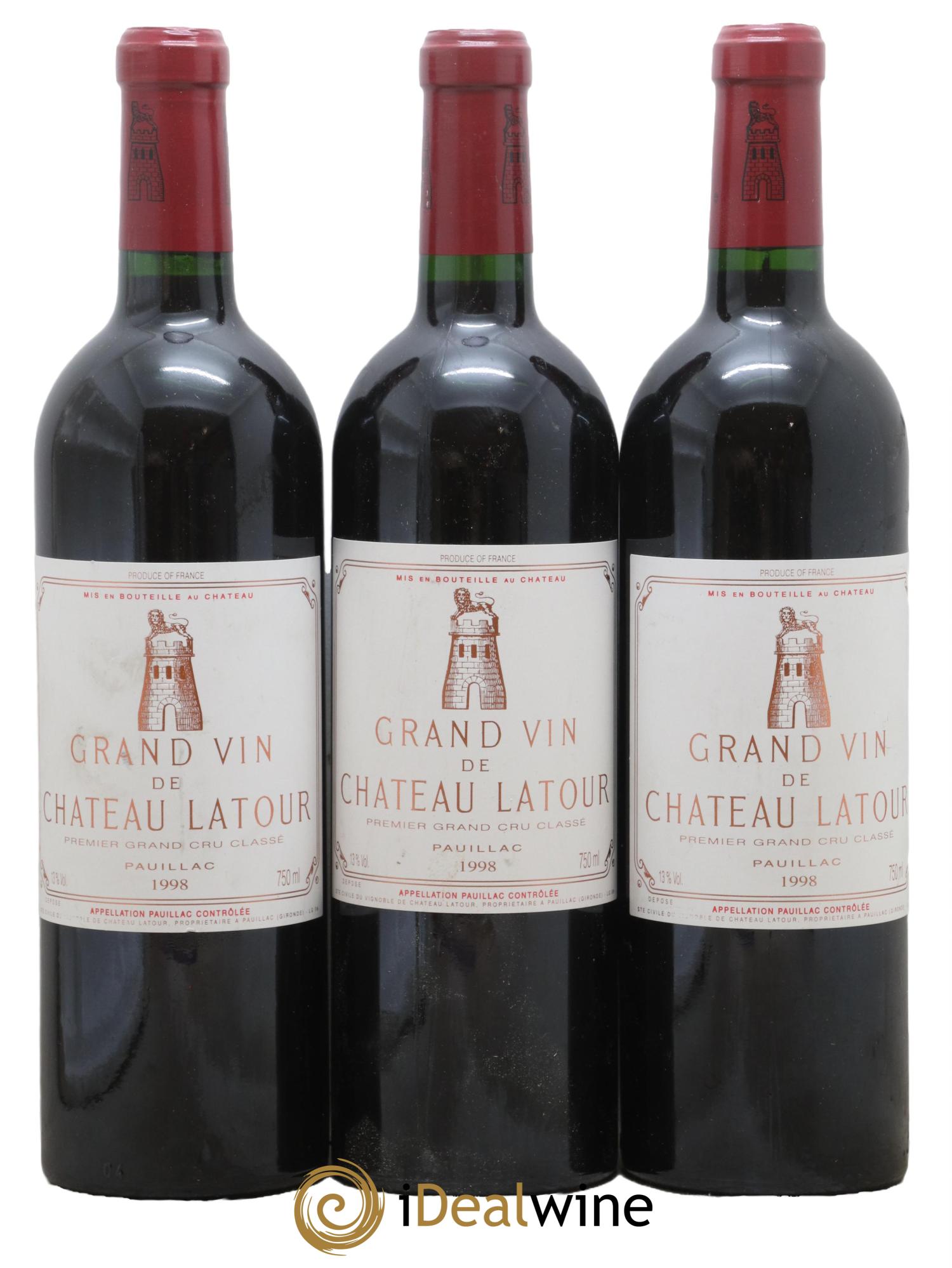Château Latour 1er Grand Cru Classé 1998 - Lot de 3 bouteilles - 0
