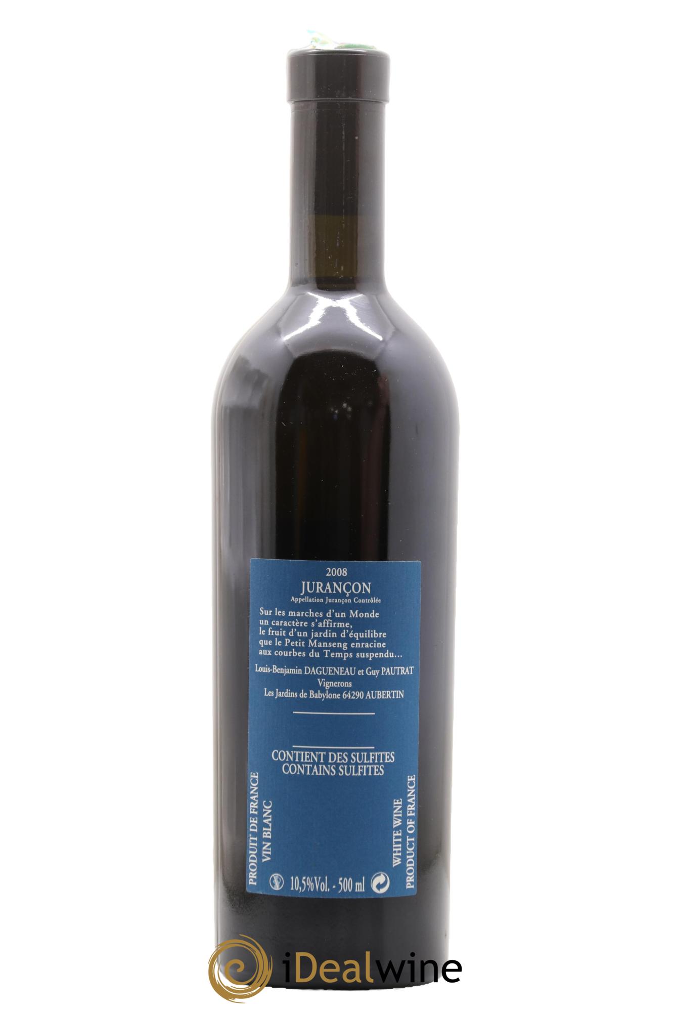 Vin de France (anciennement Jurançon) Jardins de Babylone Didier Dagueneau  2008 - Lot de 1 format 50cl - 1