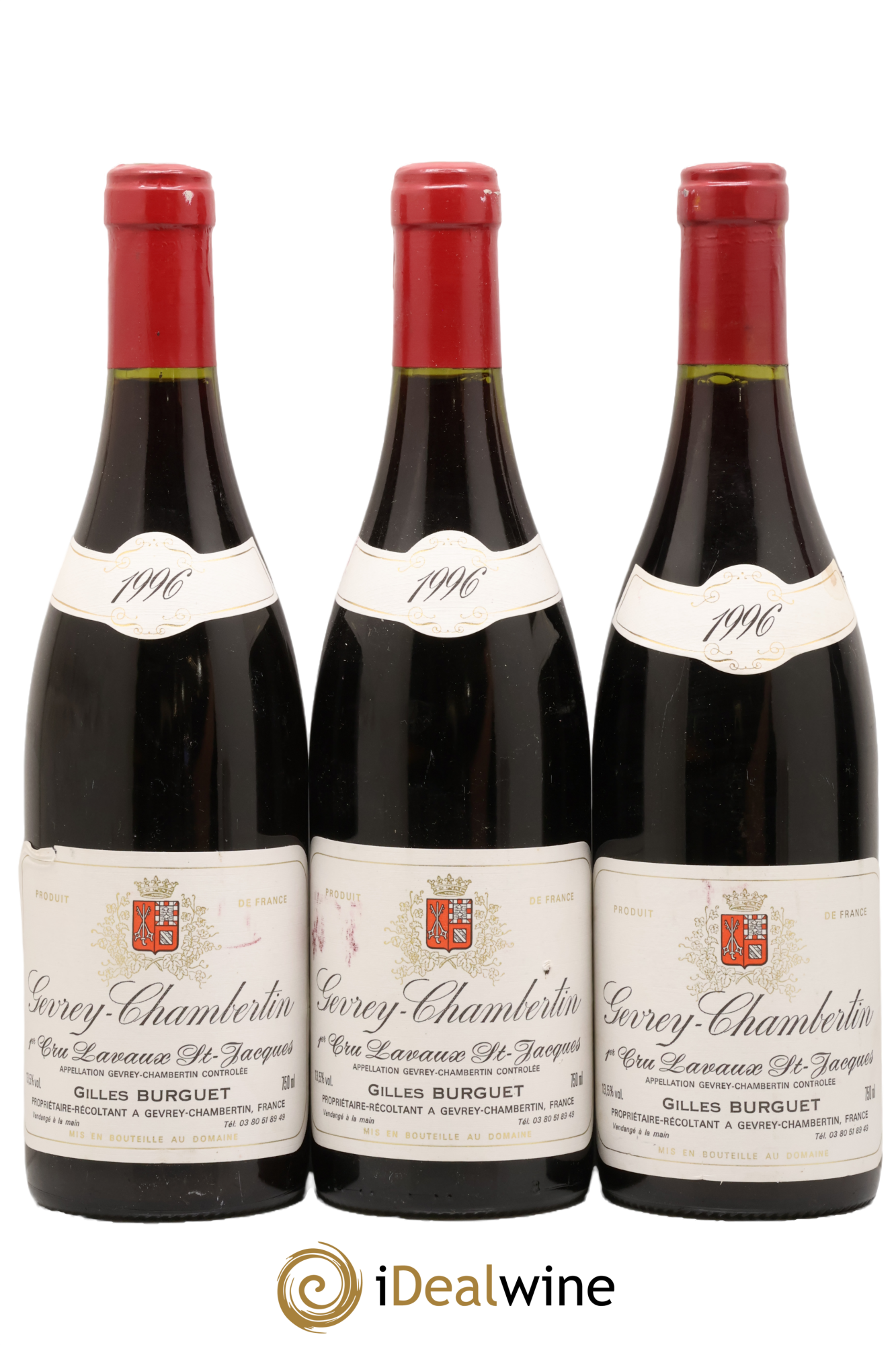 Gevrey-Chambertin 1er Cru Lavaux Saint Jacques Gilles Burguet 1996 - Lot of 3 bottles - 0