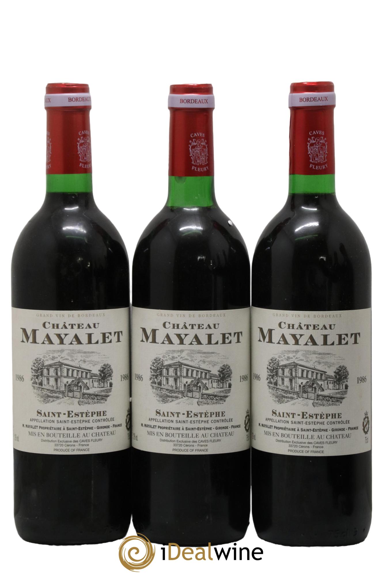Saint-Estèphe Château Mayalet 1986 - Lot de 3 bouteilles - 0