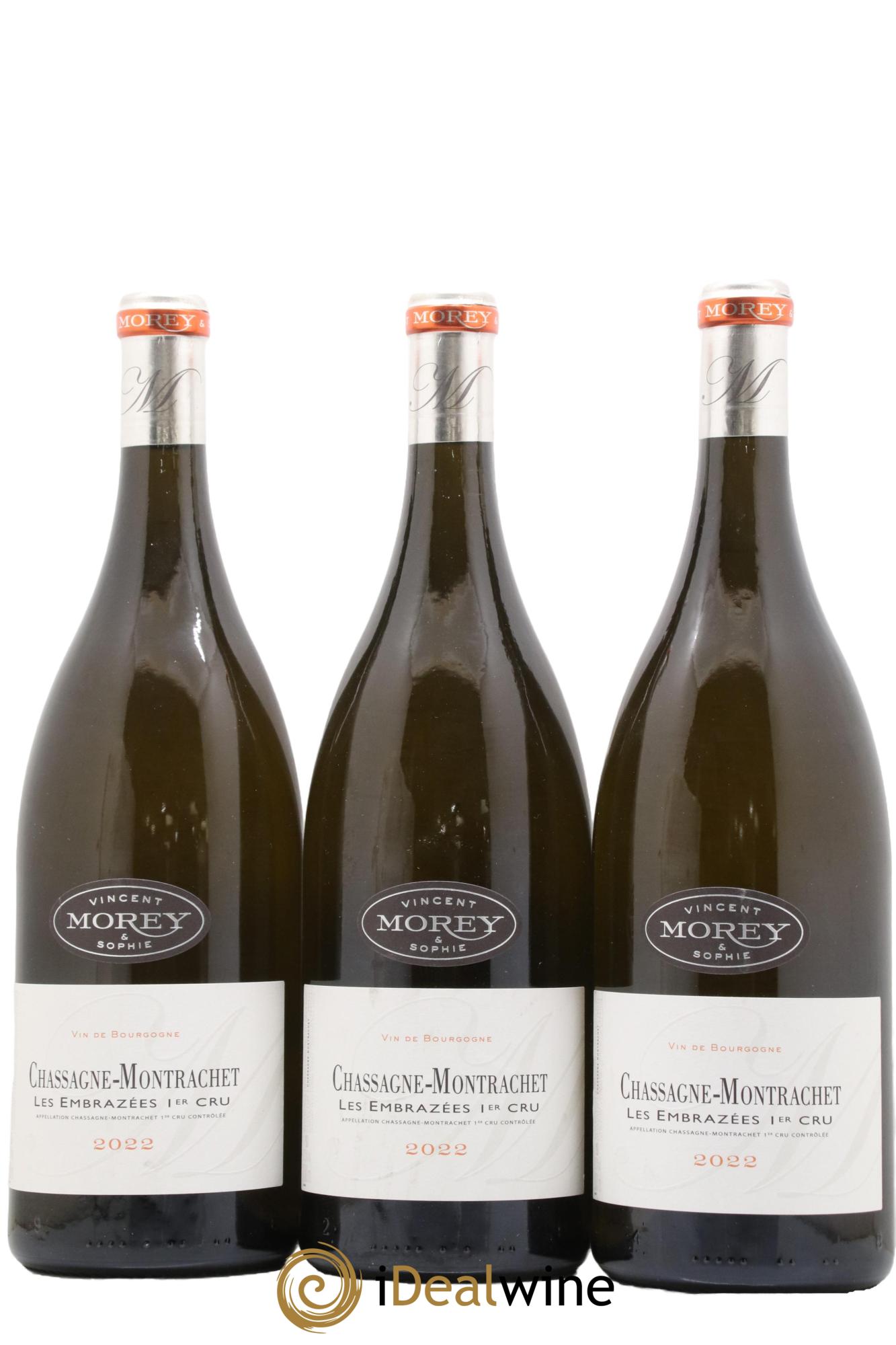 Chassagne-Montrachet 1er Cru Les Embrazées Vincent et Sophie Morey 2022 - Lot de 3 magnums - 0