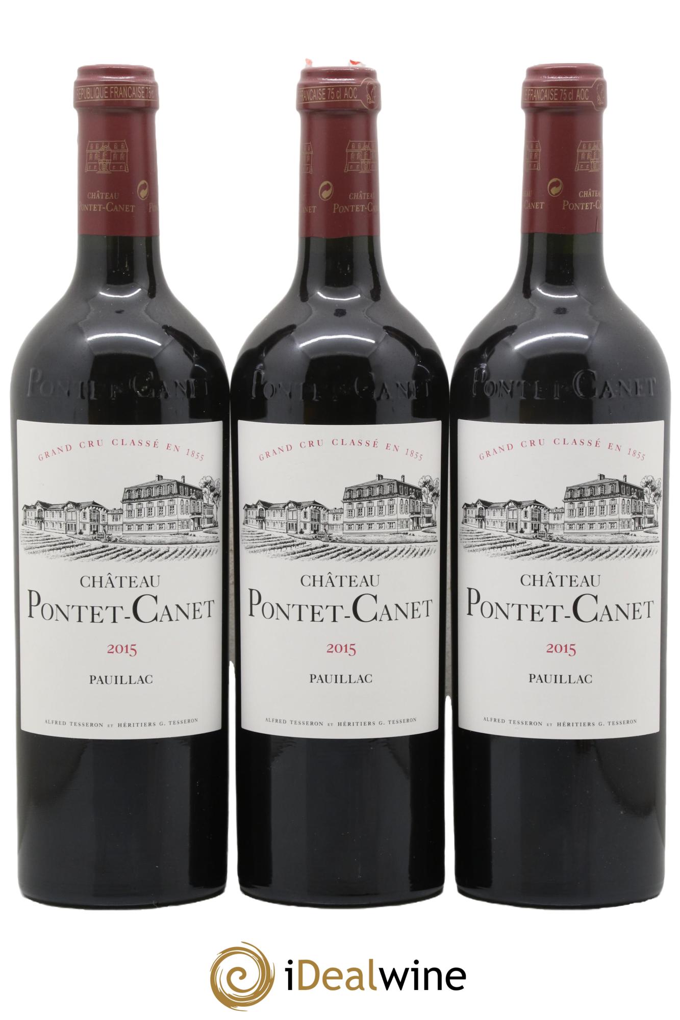 Château Pontet Canet 5ème Grand Cru Classé 2015 - Lotto di 3 bottiglie - 0