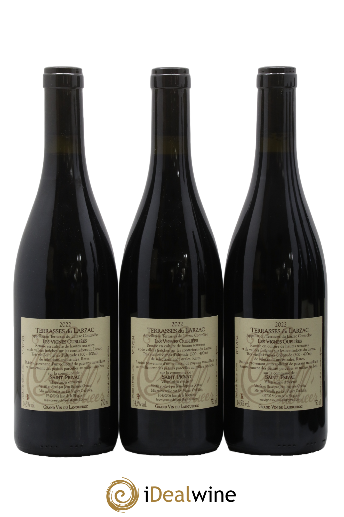 Terrasses du Larzac Les Vignes Oubliées Jean-Baptiste Granier 2022 - Lot of 3 bottles - 1