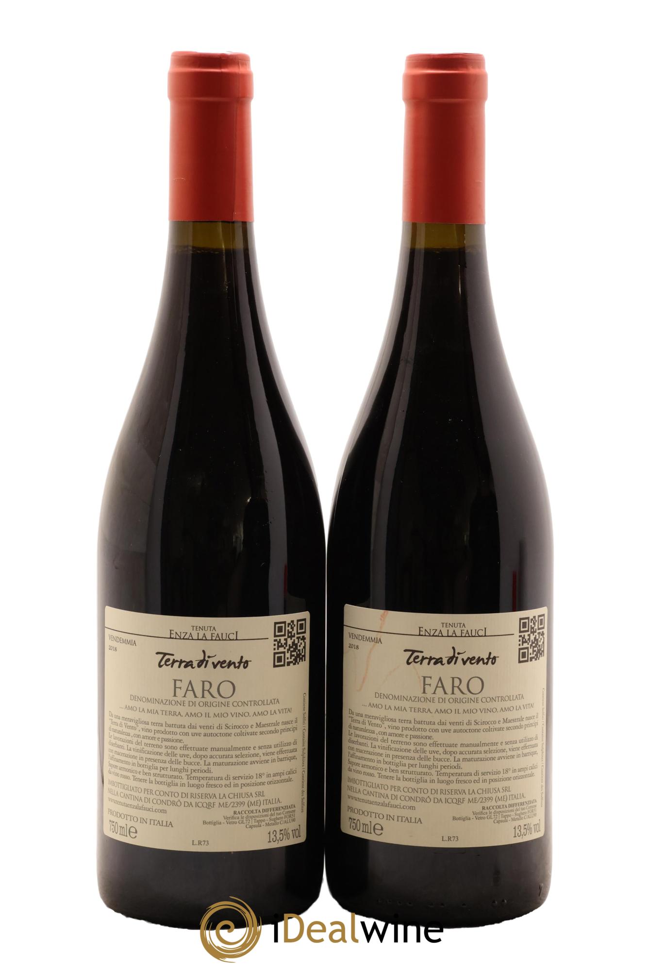 Italie Faro DOC Terra di Vento Tenuta Enza la Fauci 2018 - Lot de 2 bouteilles - 1