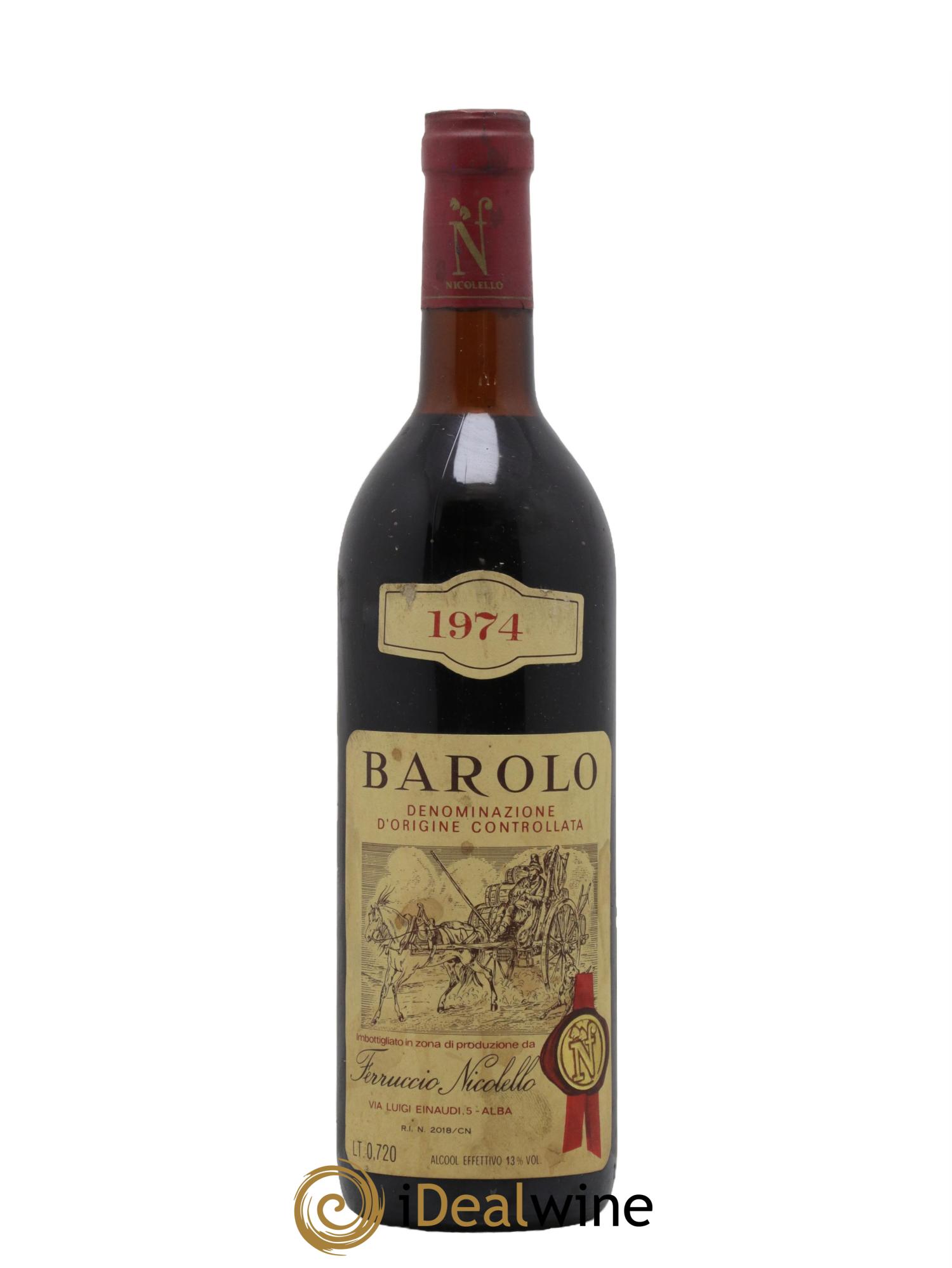 Barolo Ferruccio Nicolello 1974 - Lot de 1 bouteille - 0