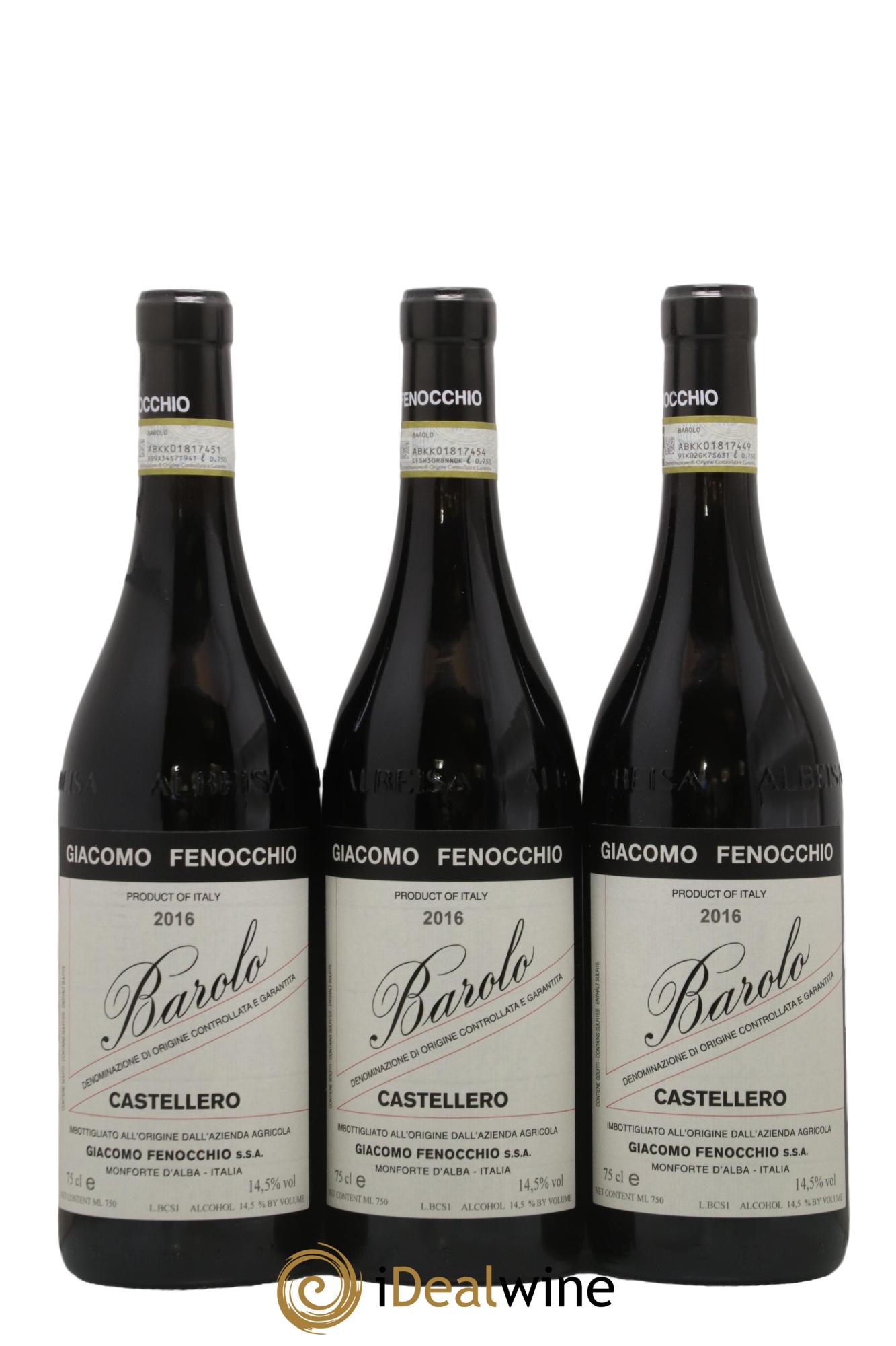 Barolo Castellero Giacomo Fenocchio 2016 - Lot de 3 bouteilles - 0
