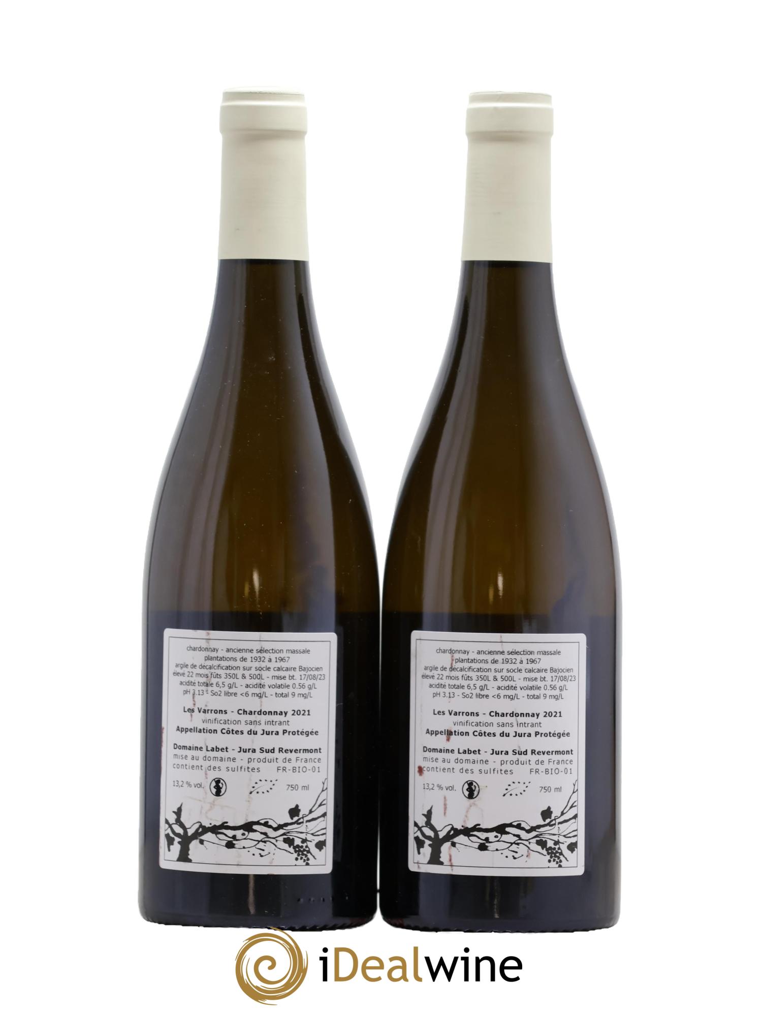 Côtes du Jura Chardonnay Les Varrons Romain - Julien - Charline Labet 2021 - Lot de 2 bouteilles - 1
