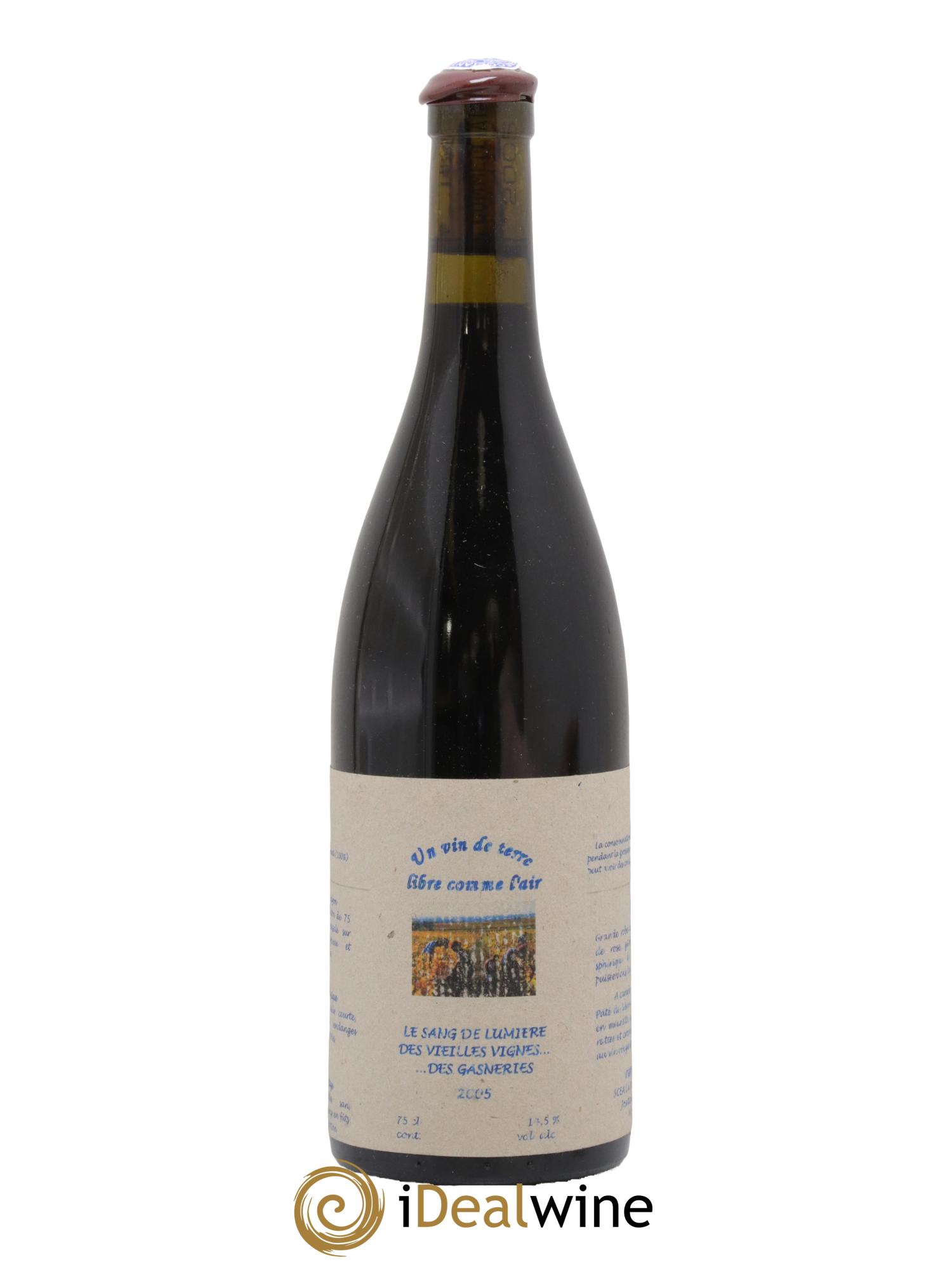 Vin de France Un vin de Terre Libre comme l'Air Le Sang de Lumière des Vieilles Vignes ... des Gasneries Josette Medau & Pierre Weyand 2005 - Lot de 1 bouteille - 0