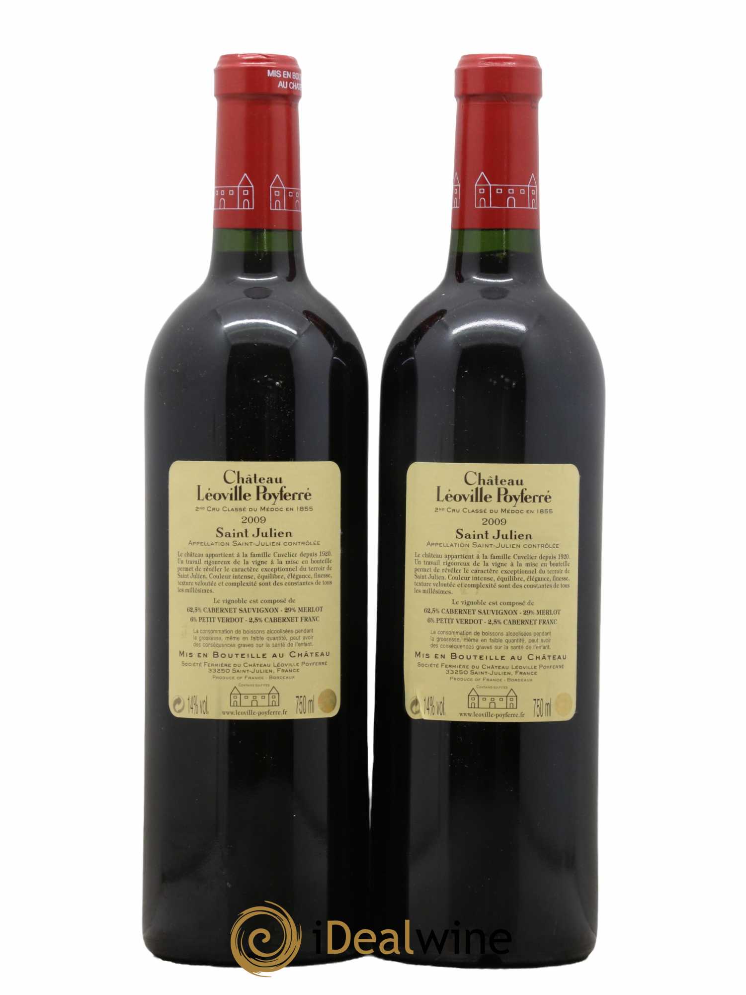 Château Léoville Poyferré 2ème Grand Cru Classé 2009 - Lotto di 2 bottiglie - 1