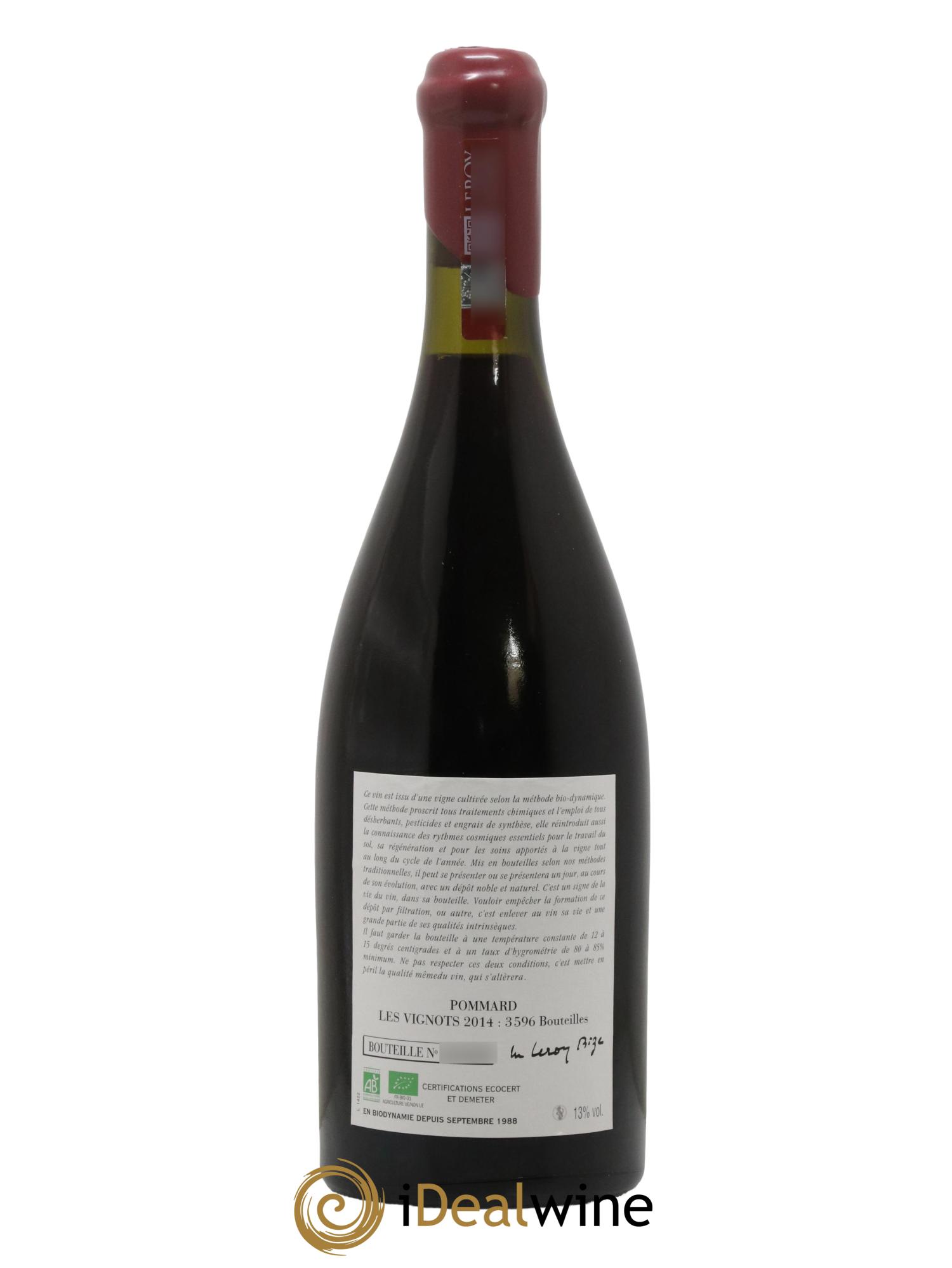 Pommard Les Vignots Leroy (Domaine) 2014 - Lot de 1 bouteille - 1