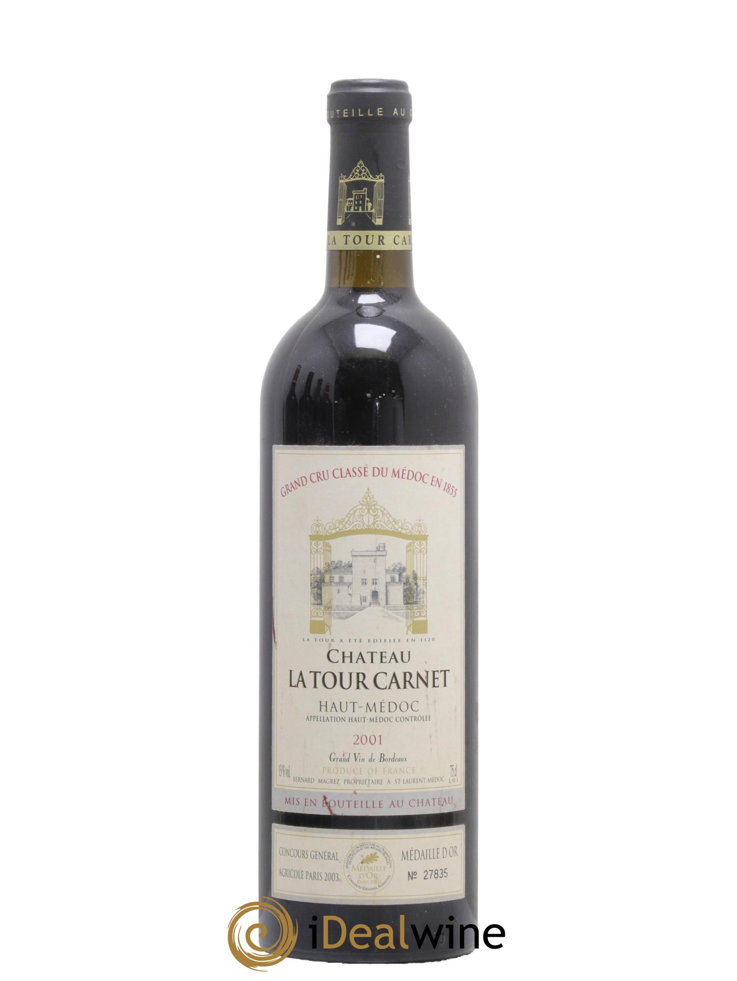 Château la Tour Carnet 4ème Grand Cru Classé 2001 - Lot of 1 bottle - 0