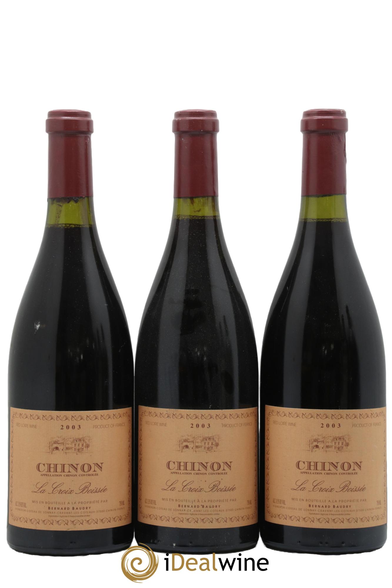 Chinon La Croix Boissée Bernard Baudry 2003 - Posten von 3 Flaschen - 0