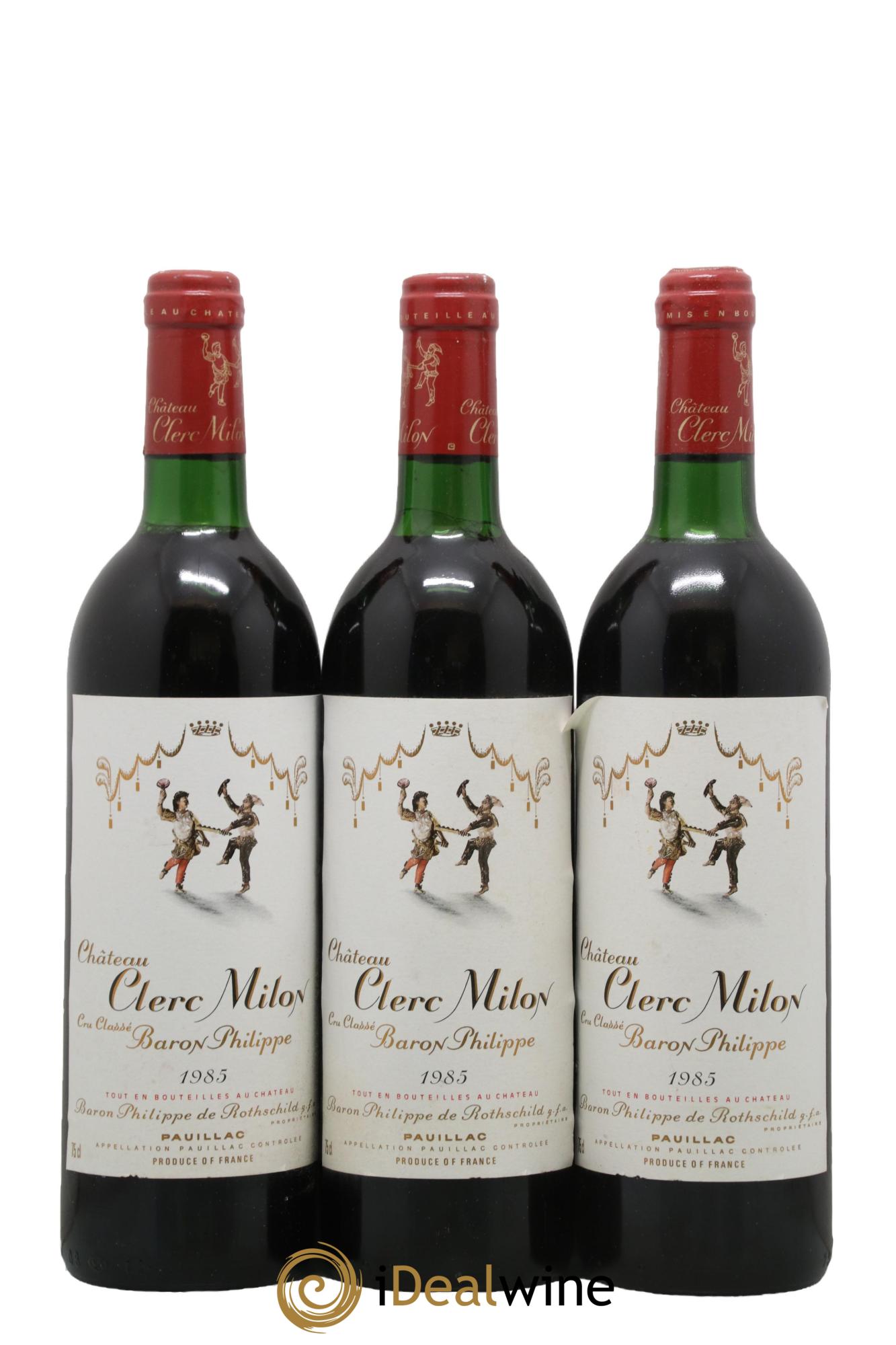 Château Clerc Milon 5ème Grand Cru Classé 1985 - Lot de 3 bouteilles - 0