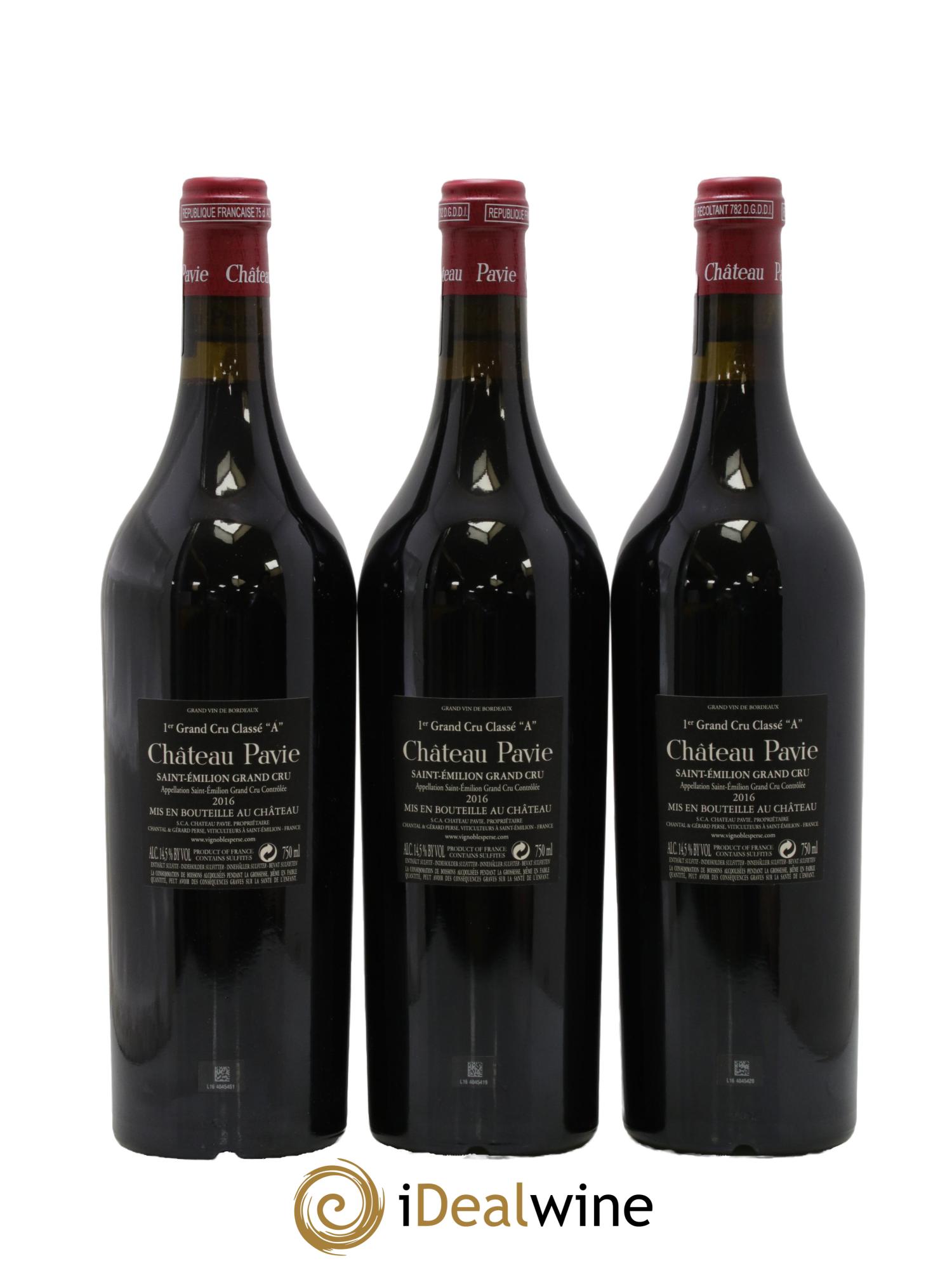 Château Pavie 1er Grand Cru Classé A 2016 - Lot of 3 bottles - 1