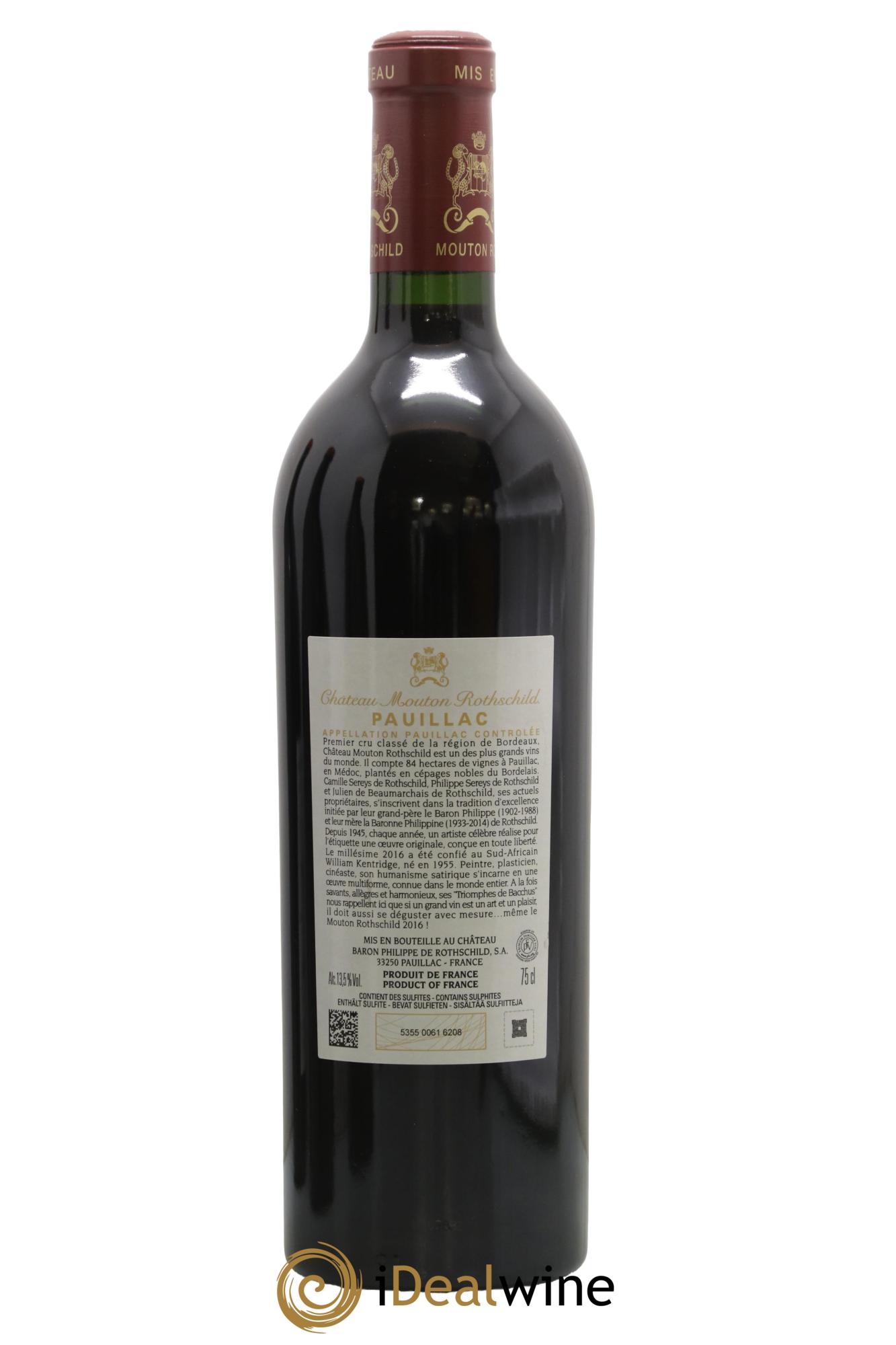 Château Mouton Rothschild 1er Grand Cru Classé 2016 - Lot de 1 bouteille - 1