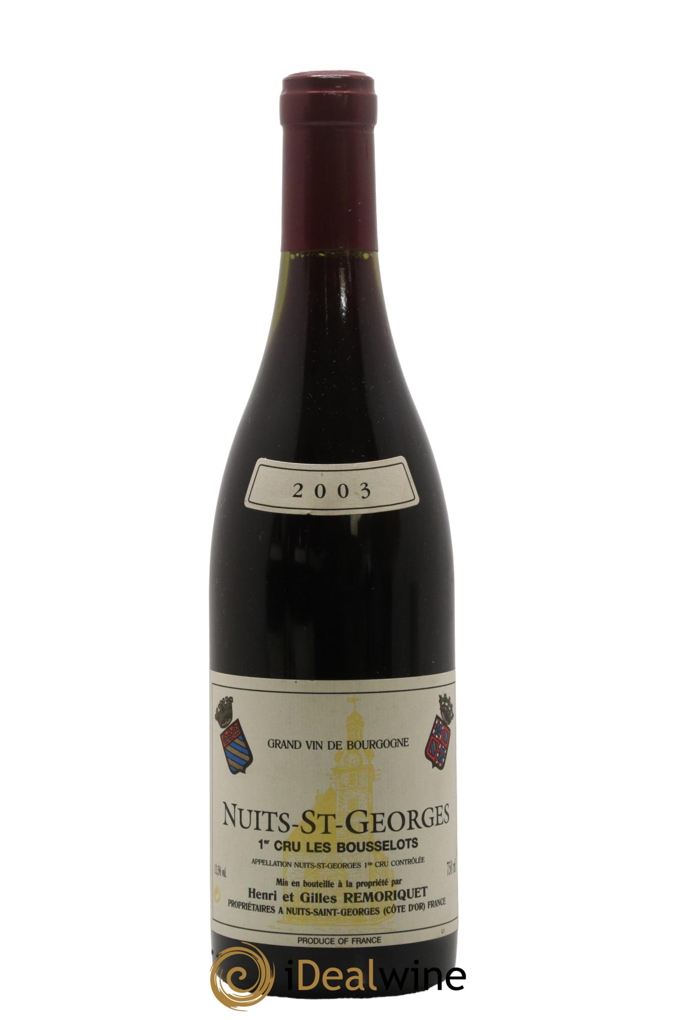 Nuits-Saint-Georges 1er Cru Les Bousselots Gilles Remoriquet 2003 - Lot de 1 bouteille - 0