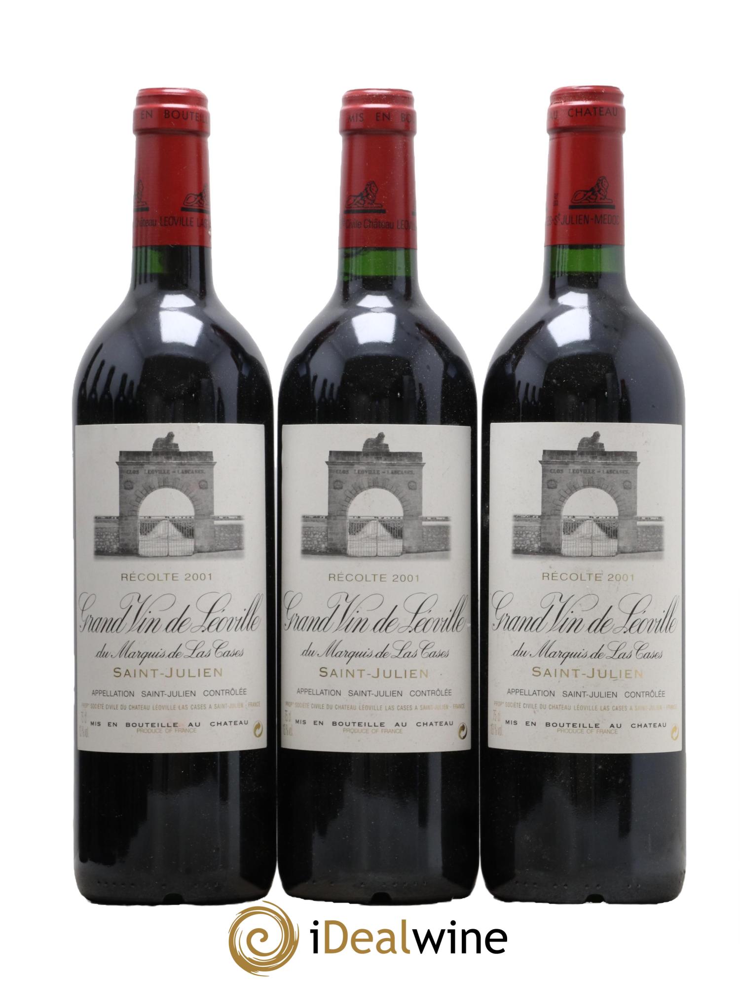 Château Léoville Las Cases 2ème Grand Cru Classé 2001 - Lot de 3 bouteilles - 0