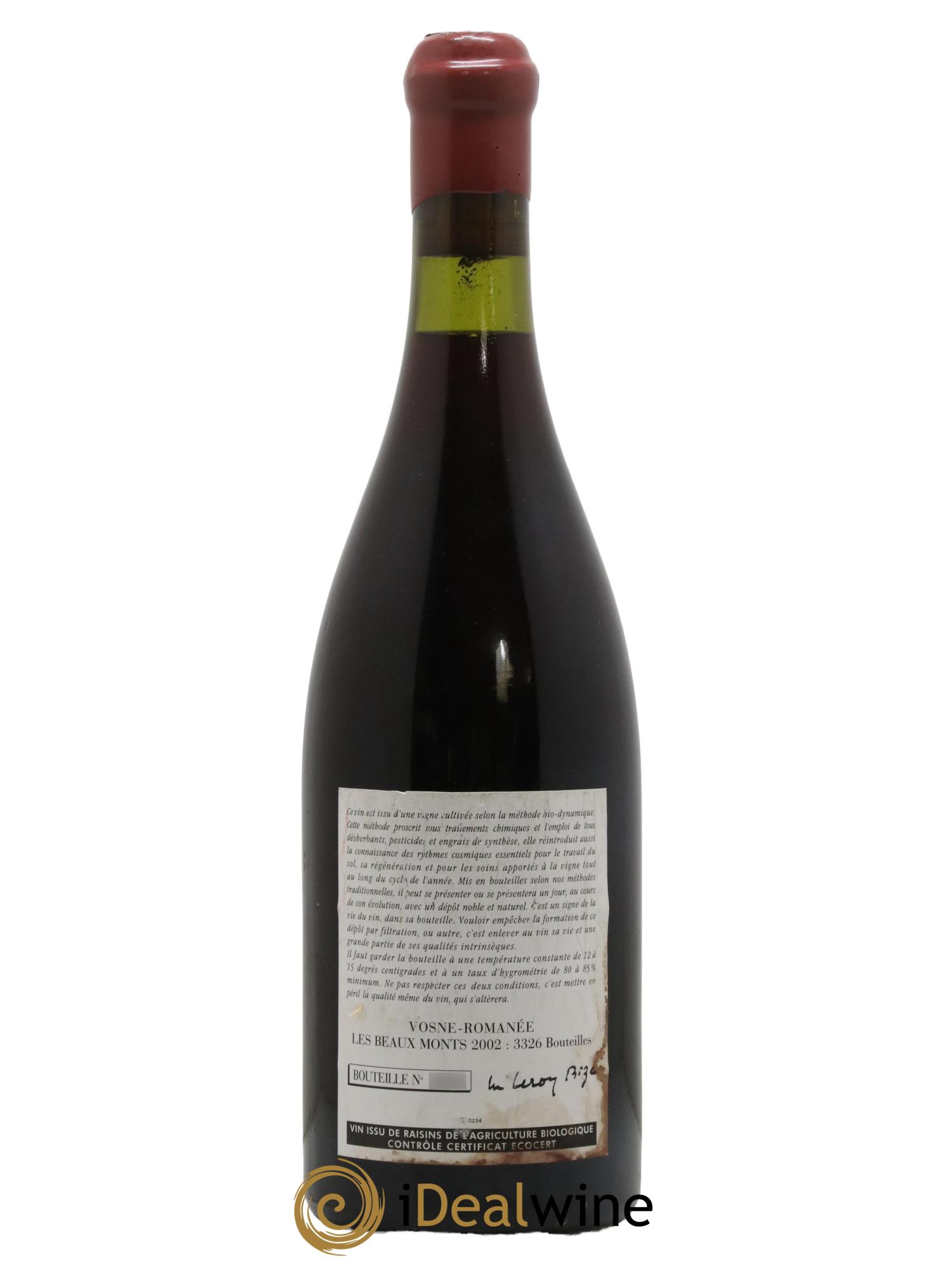 Vosne-Romanée 1er Cru Les Beaux-Monts Leroy (Domaine) 2002 - Lot de 1 bouteille - 1