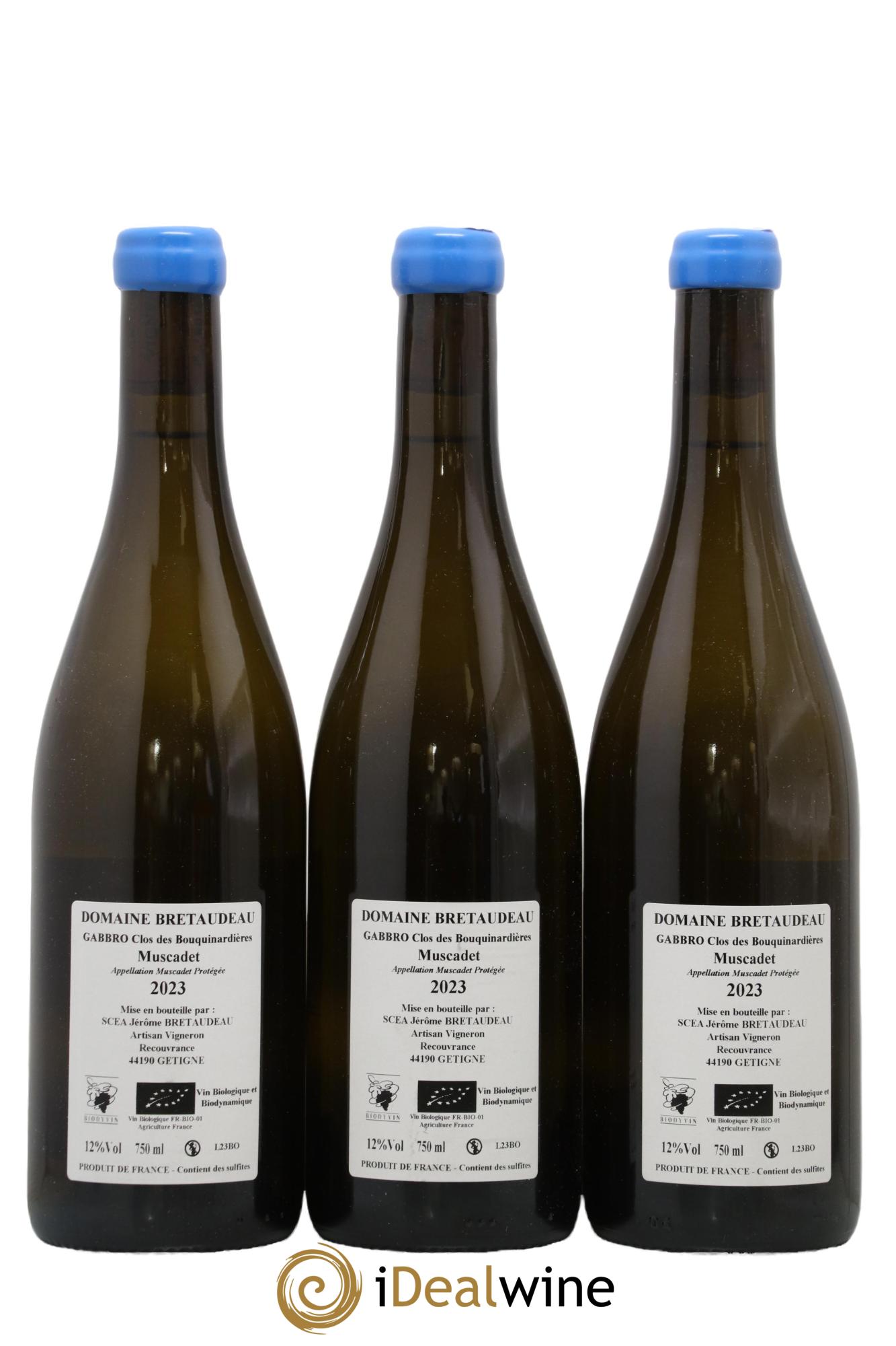 Muscadet-Sèvre-et-Maine Gabbro Clos des Bouquinardières Jérôme Bretaudeau - Domaine de Bellevue 2023 - Lot of 3 bottles - 1