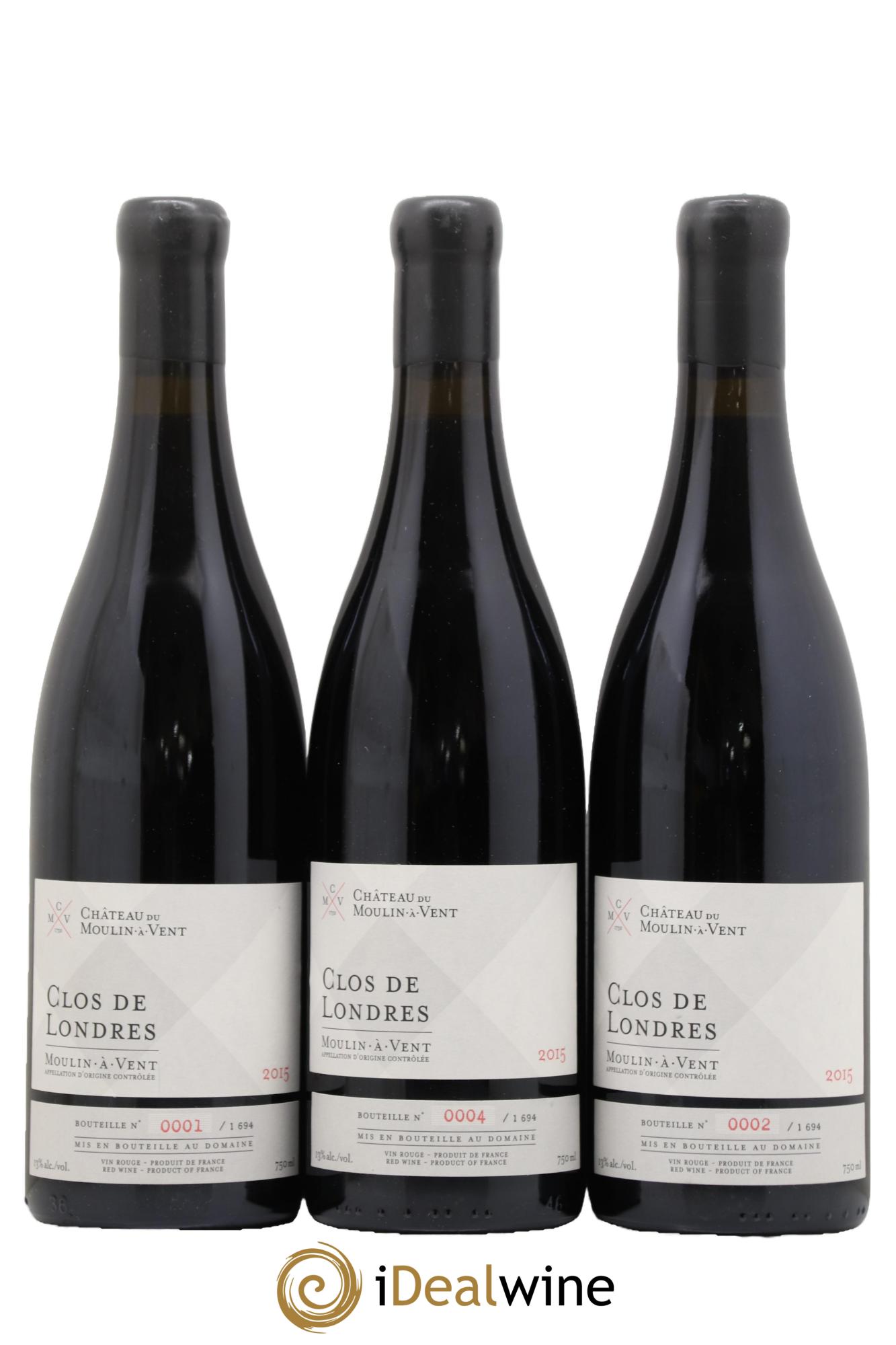 Moulin-à-Vent Clos de Londres Chateau de Moulin A Vent 2015 - Lot de 3 bouteilles - 0