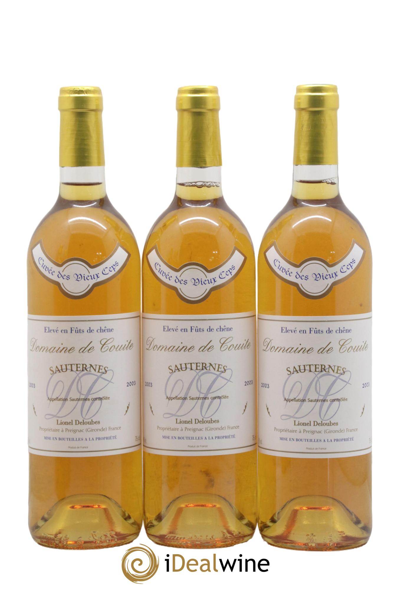 Sauternes Domaine de la Couite 2003 - Posten von 3 Flaschen - 0
