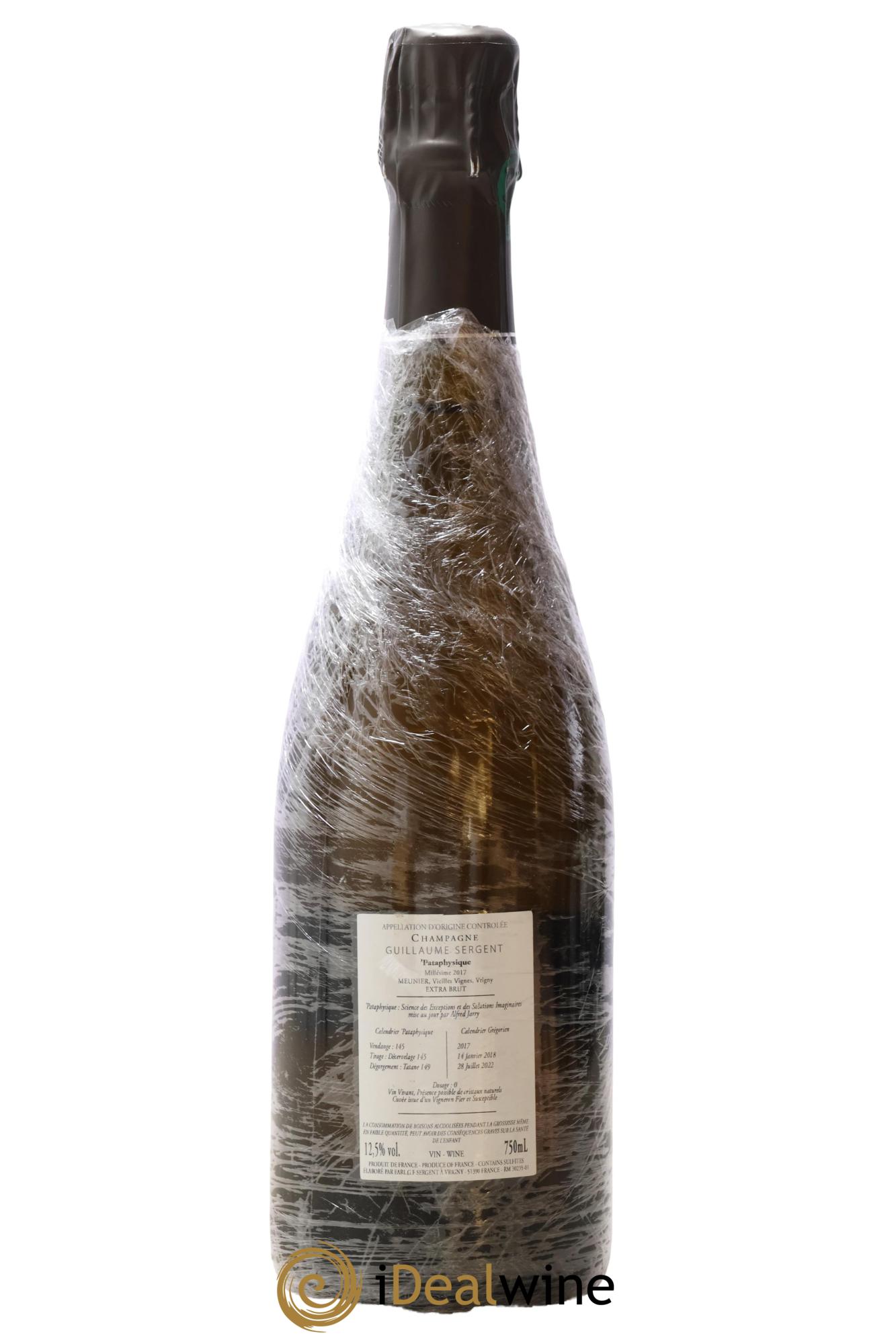 Champagne Pataphysique Guillaume Sergent 2017 - Lot de 1 bouteille - 1