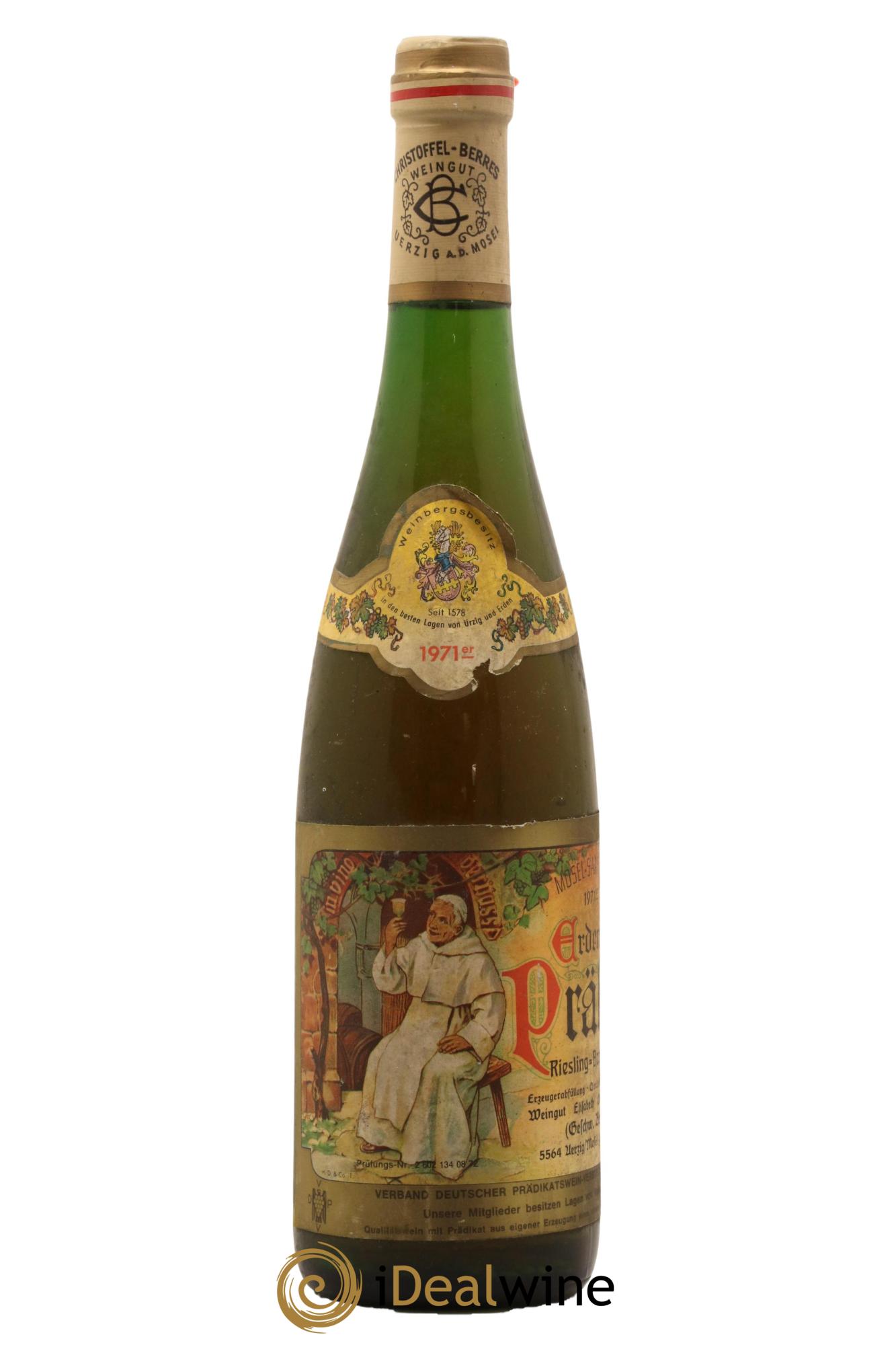Allemagne Mosel-Saar Weingut Elisabeth Christoffel Berres Erdener Pralat Beerenauslese 1971 - Lot de 1 bouteille - 0